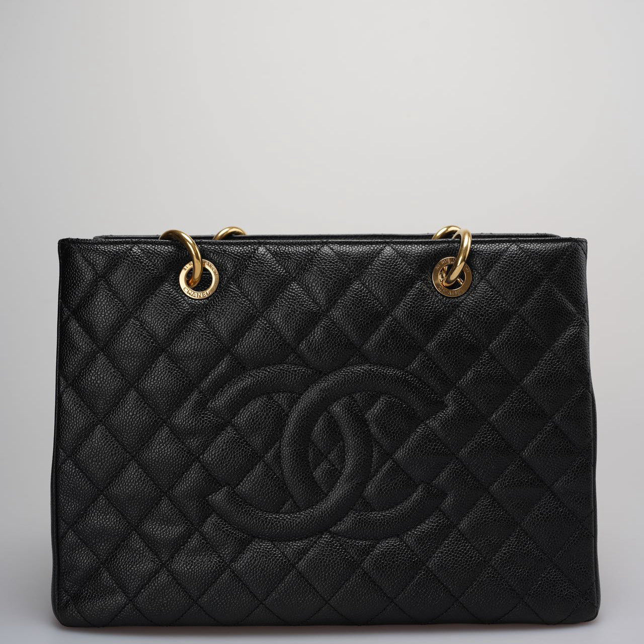 Chanel Medium Grand Shopping Tote Black GST Bag in Caviar Leather with Gold Hardware 2014