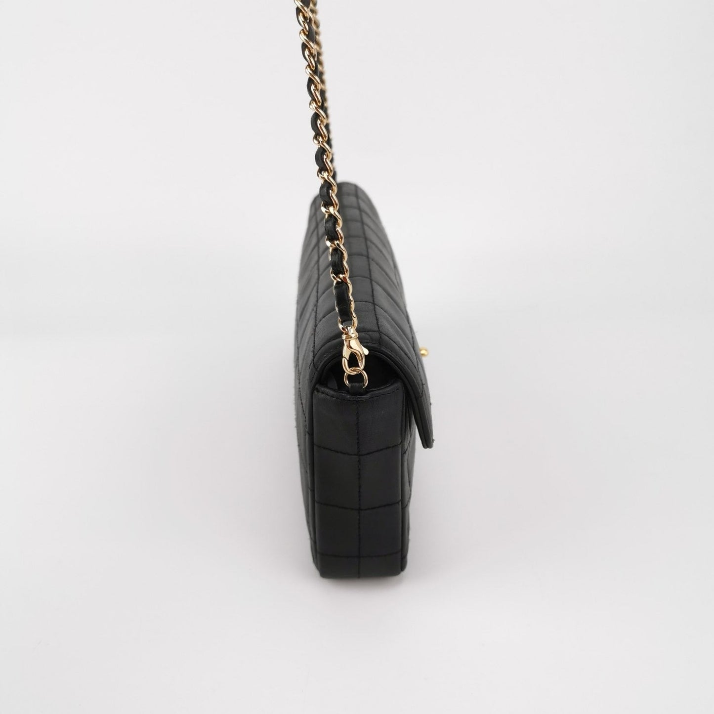 Chanel East West Chocolate Bar Black Leather Handbag Leather 1