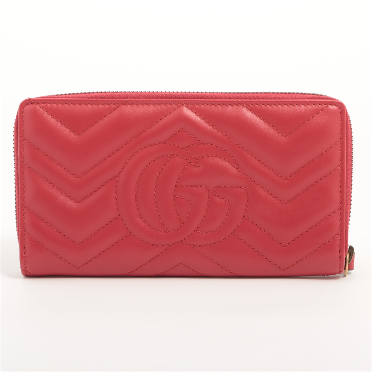Gucci Red GG Marmont Matelasse Zip Around Wallet [Clearance Sale]