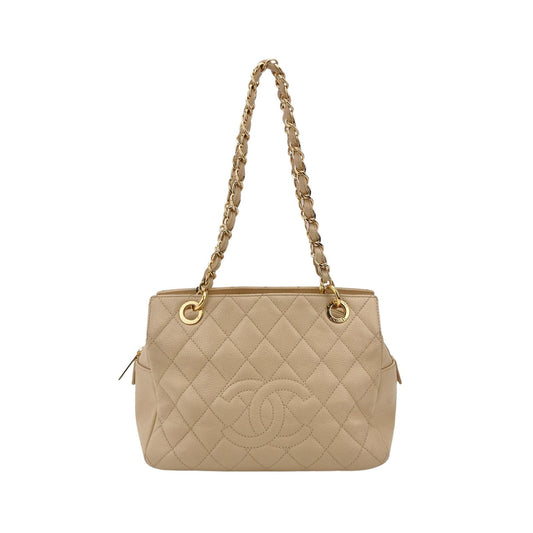 Chanel Petite Shopping PST Caviar Shopping Beige Leather Tote Bag