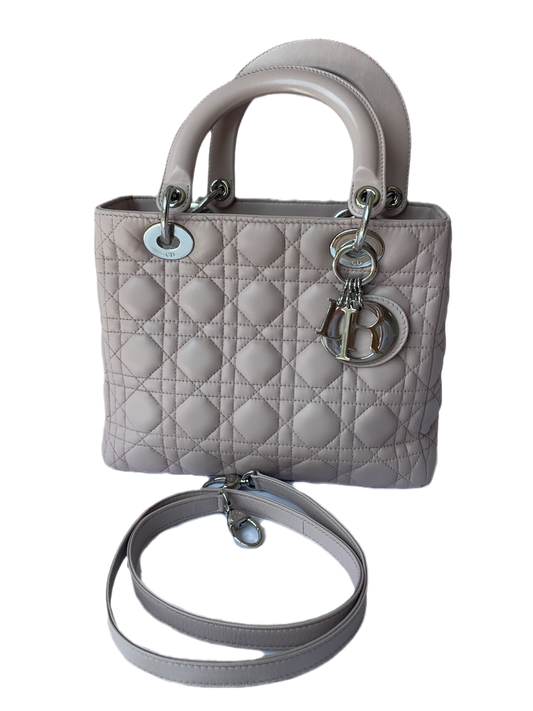 Dior Lady Cannage Ma Handbag Leather Pink Travel Bag