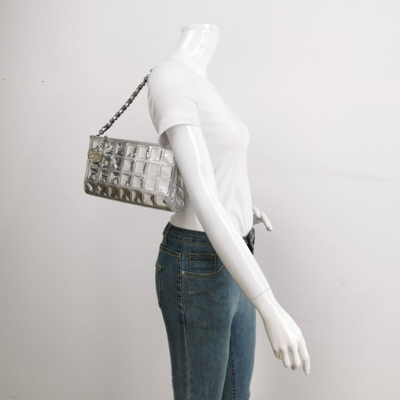 Chanel Ice Cube Chocolate Bar r Silver Leather Shoulder Bag