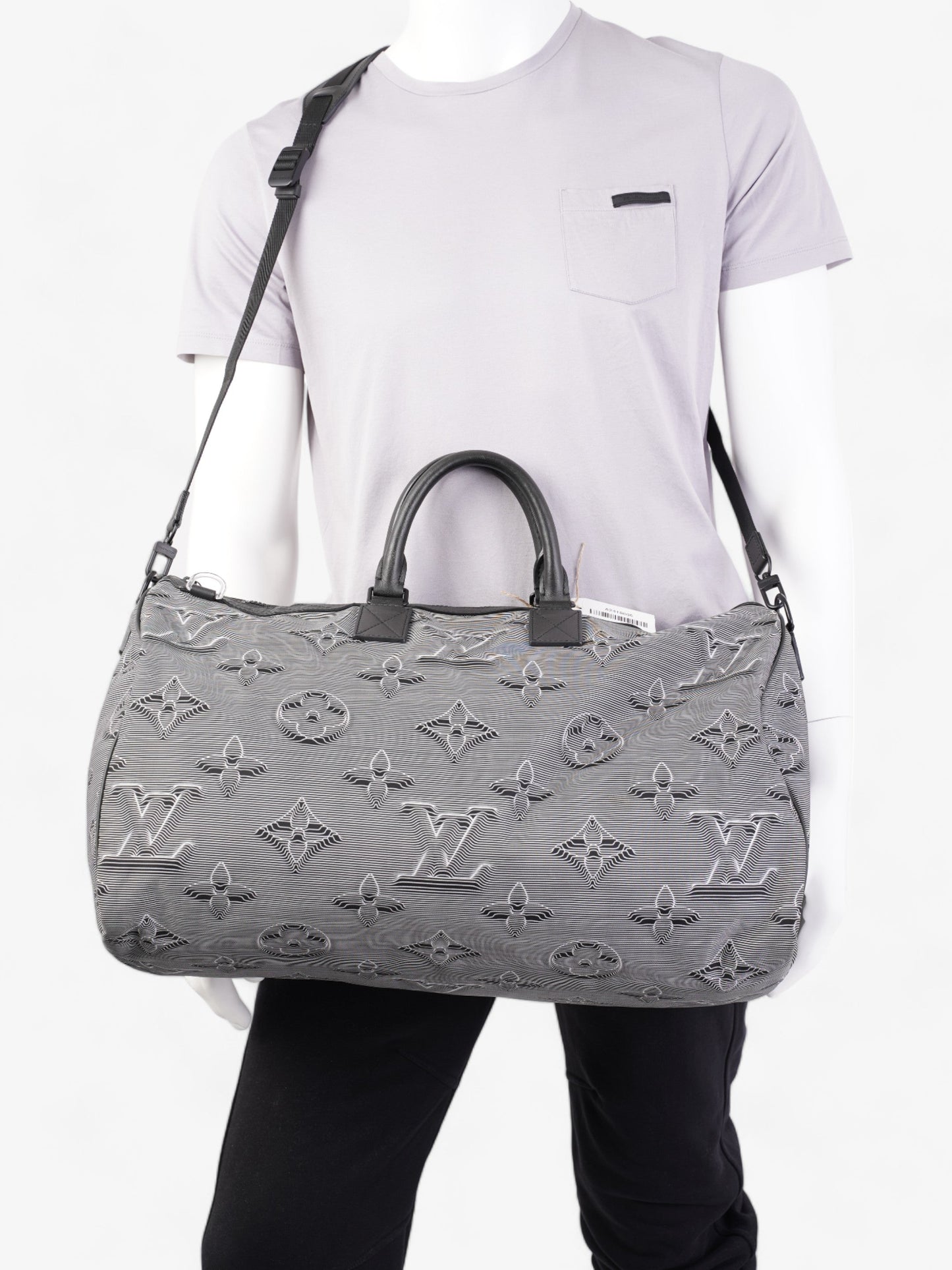 Louis Vuitton Reversible Keepall Bandouliere & 3D Nylon Monogram Black White Travel Bag