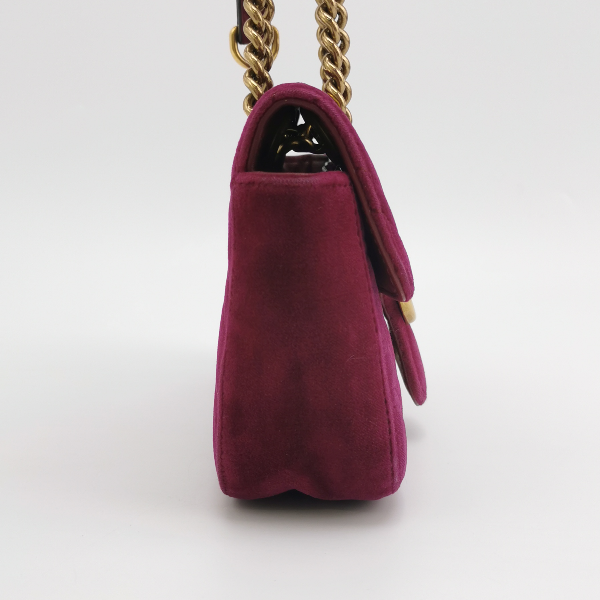 Gucci Marmont Velvet Pink Mini Flap Travel Bag