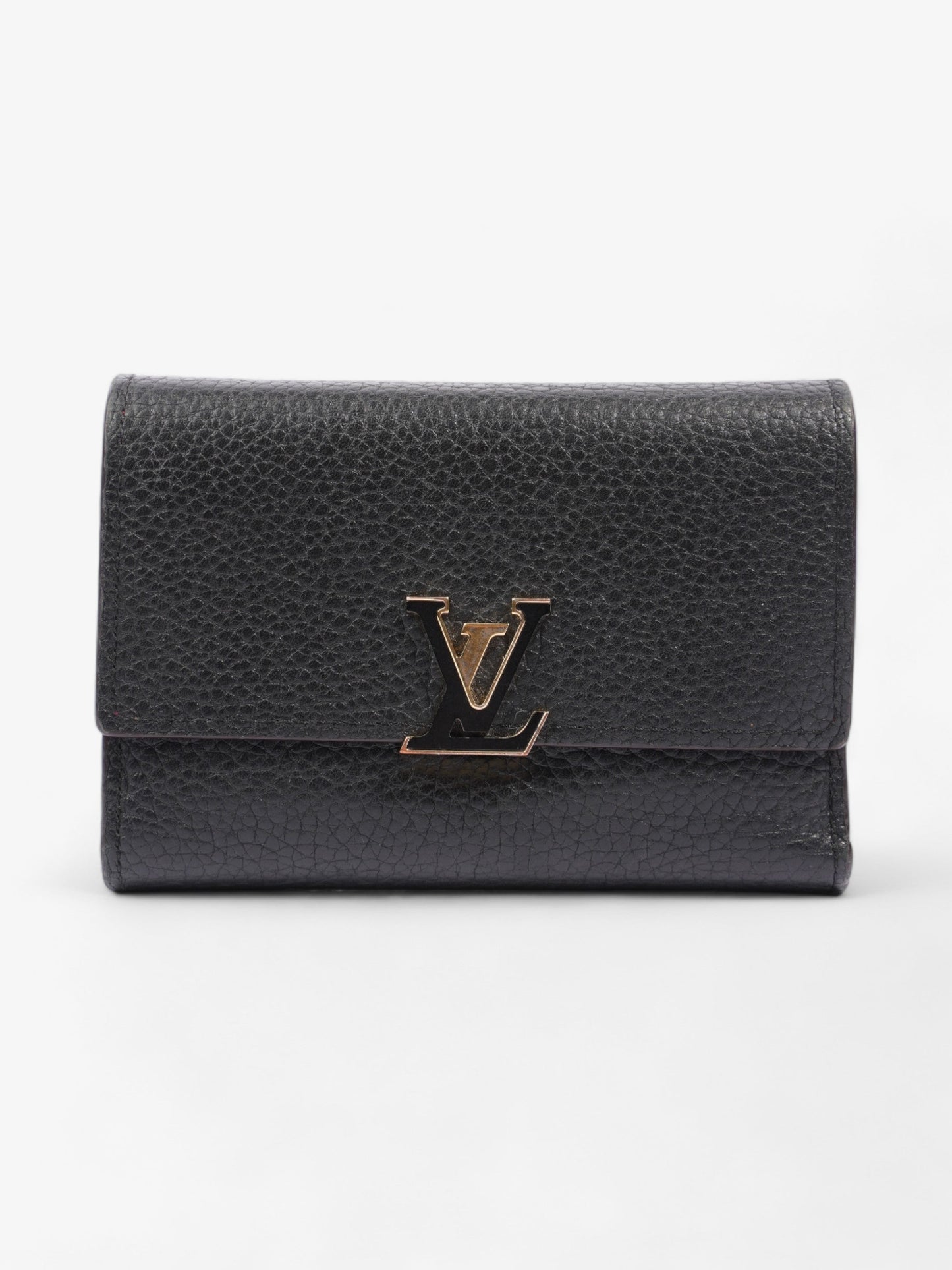 Louis Vuitton Capucines Compact Leather Black Wallet Case