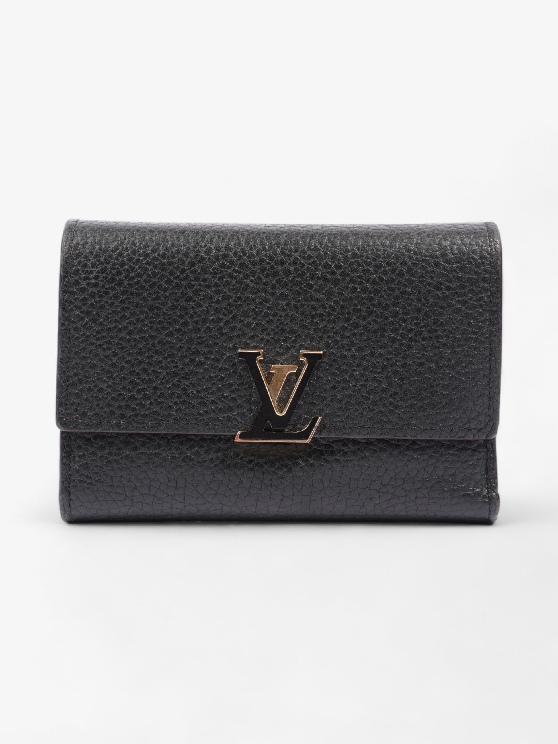 Louis Vuitton Capucines Compact Leather Black Wallet Case