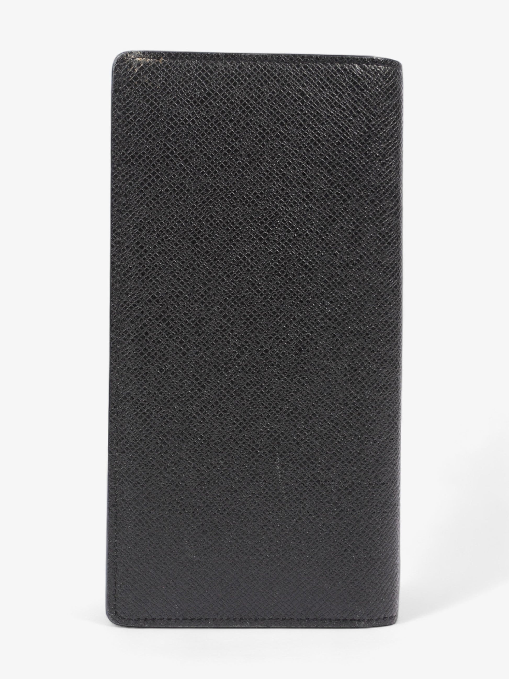 Louis Vuitton Taiga Portefeuille Brazza Long Black Leather Wallet Case