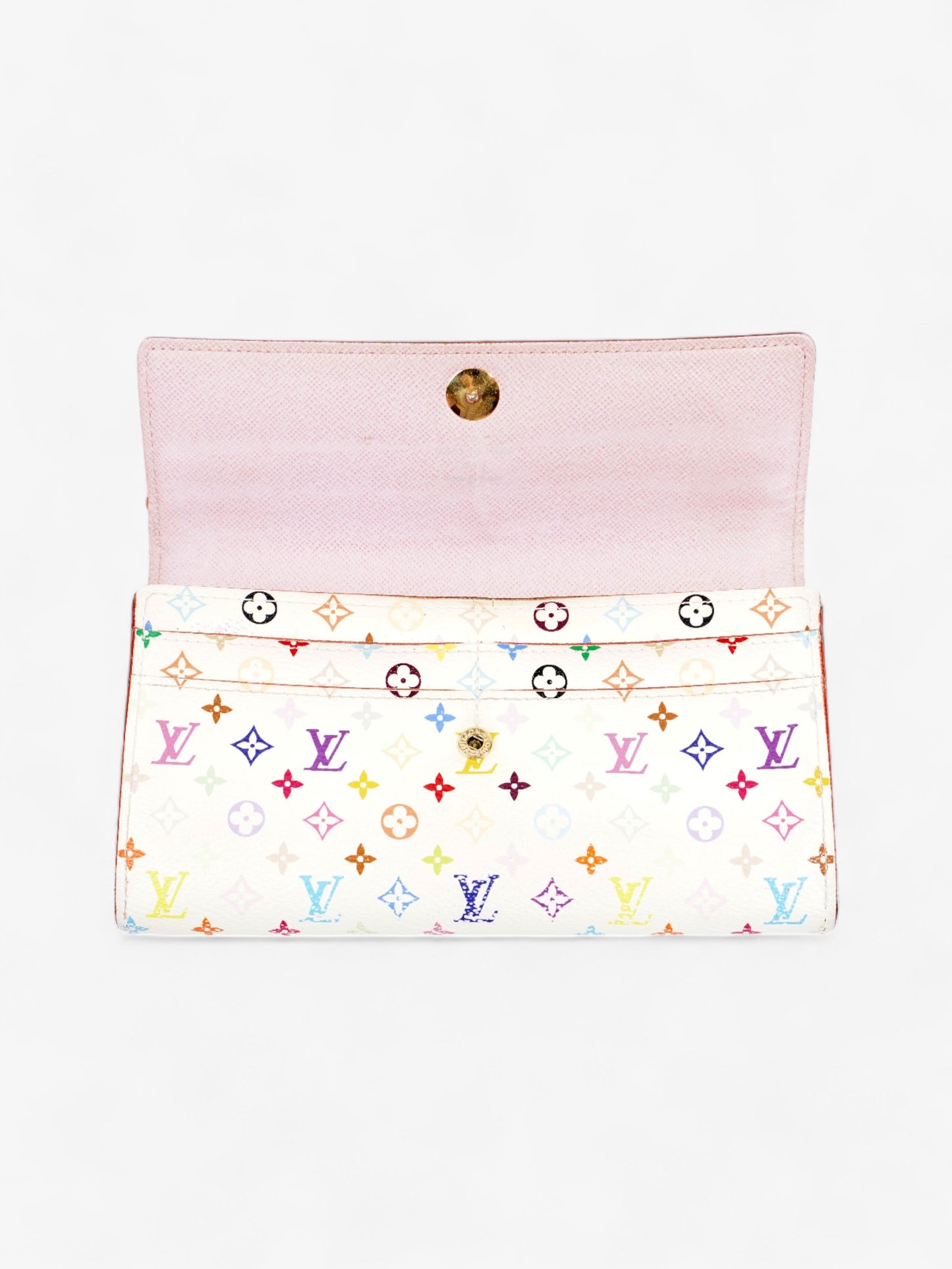 Louis Vuitton Sarah Coated Multicolour White Canvas Coated Canvas Wallet Case Coated Canvas
