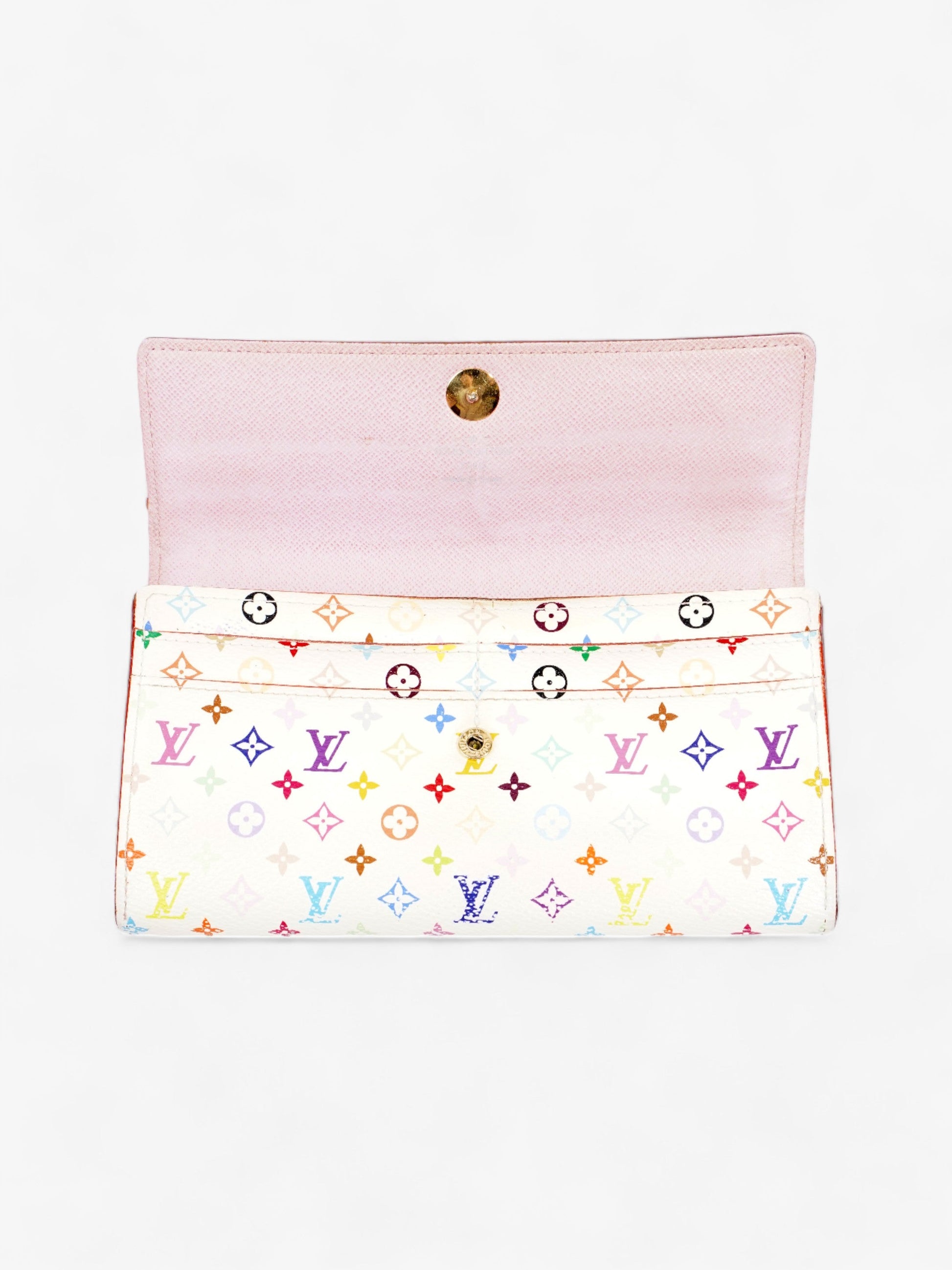 Louis Vuitton Sarah Coated Multicolour White Canvas Coated Canvas Wallet Case Coated Canvas