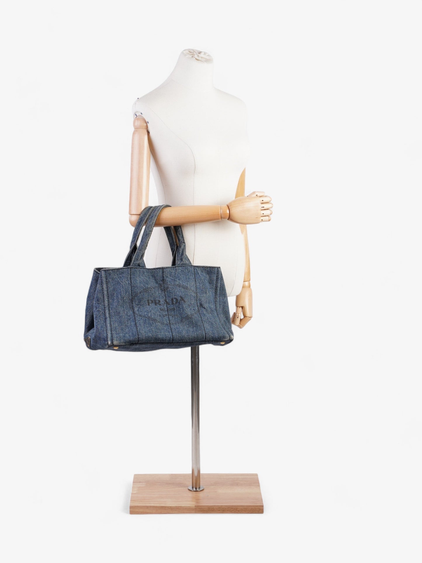 Prada Canapa Shoulder Bag Denim Blue
