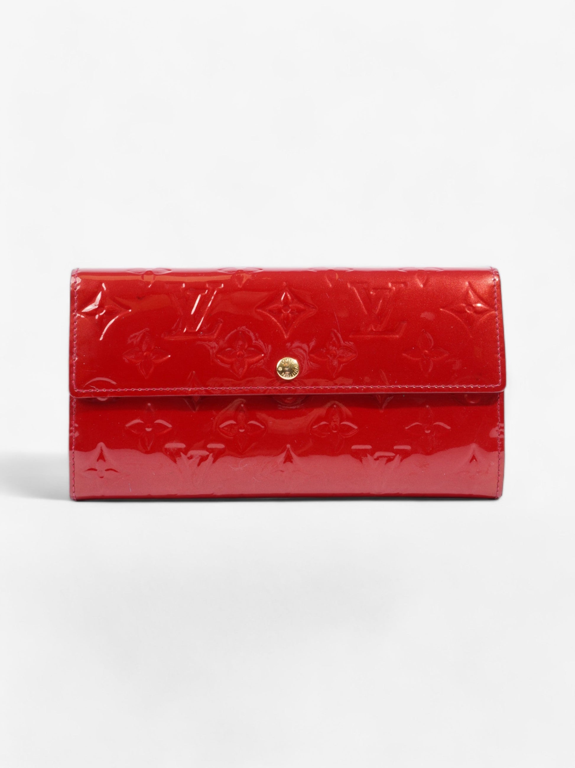 Louis Vuitton Sarah Red Leather Vernis Wallet Case