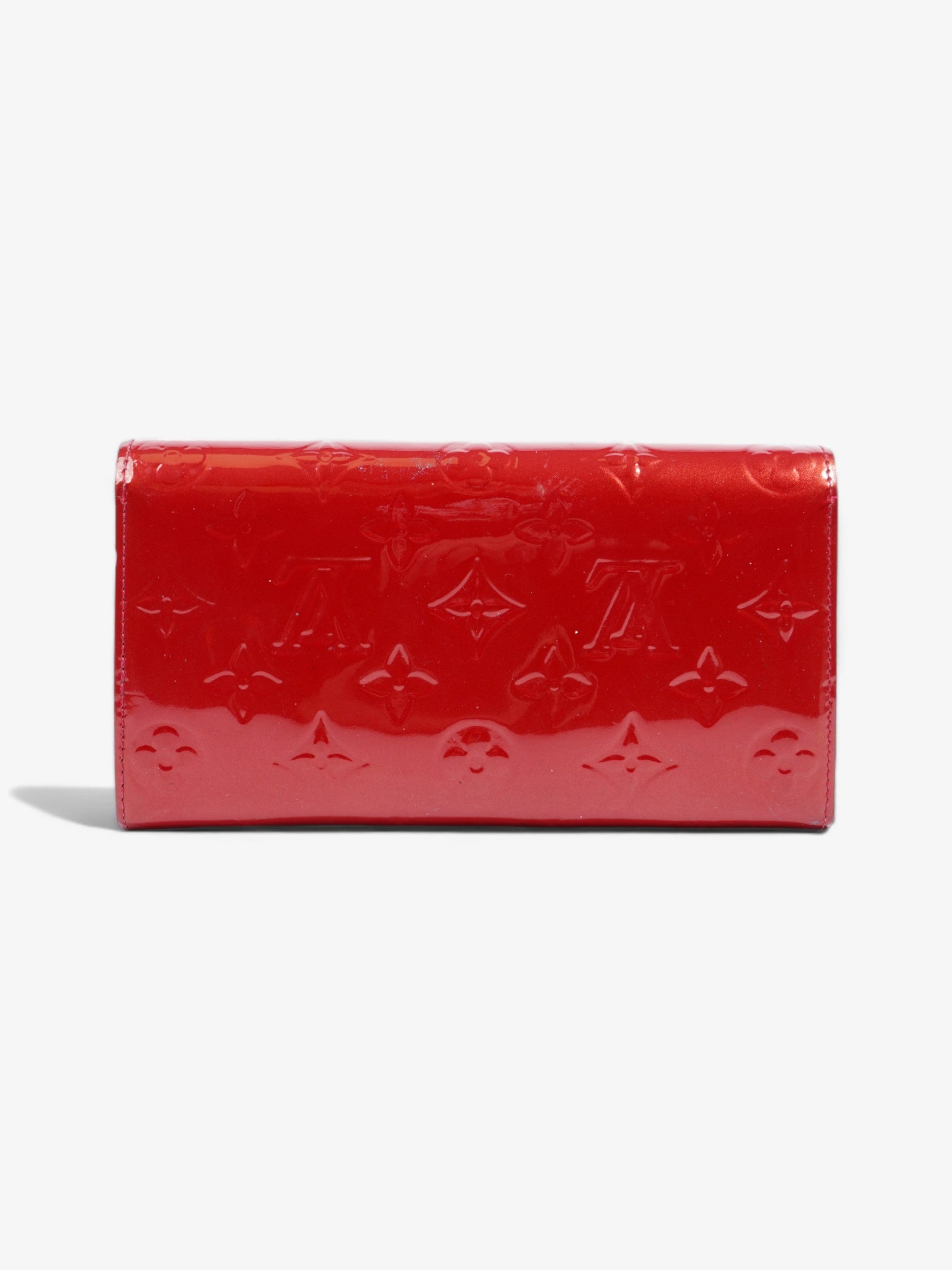 Louis Vuitton Sarah Red Leather Vernis Wallet Case