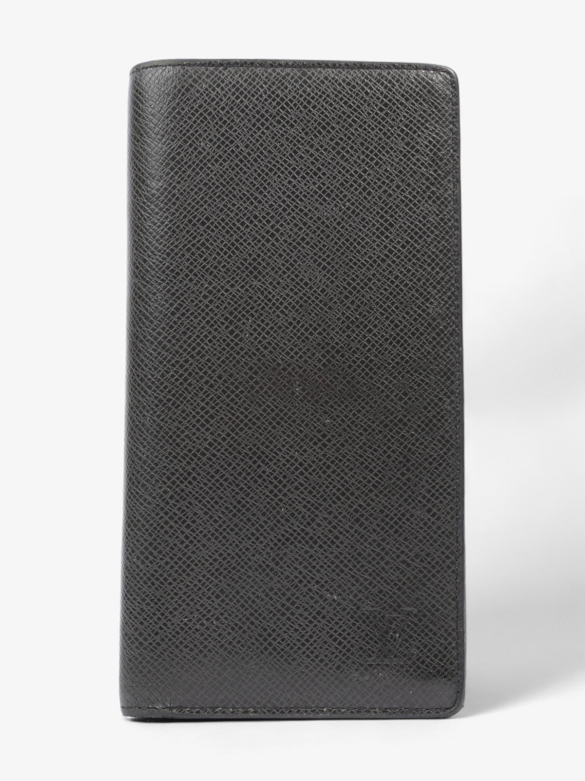 Louis Vuitton Taiga Portefeuille Brazza Long Black Leather Wallet Case Black Leather