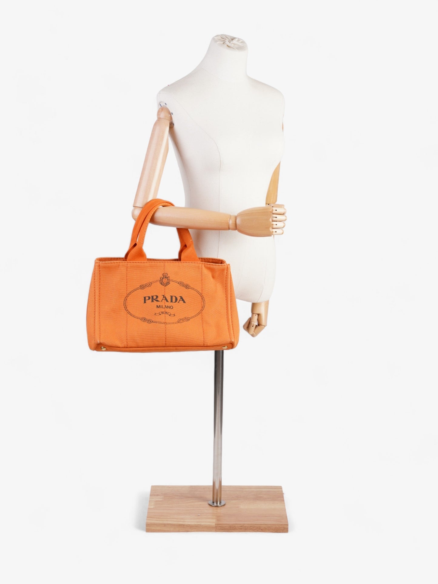 Prada Canapa Tote Canvas Orange Medium Tote Bag