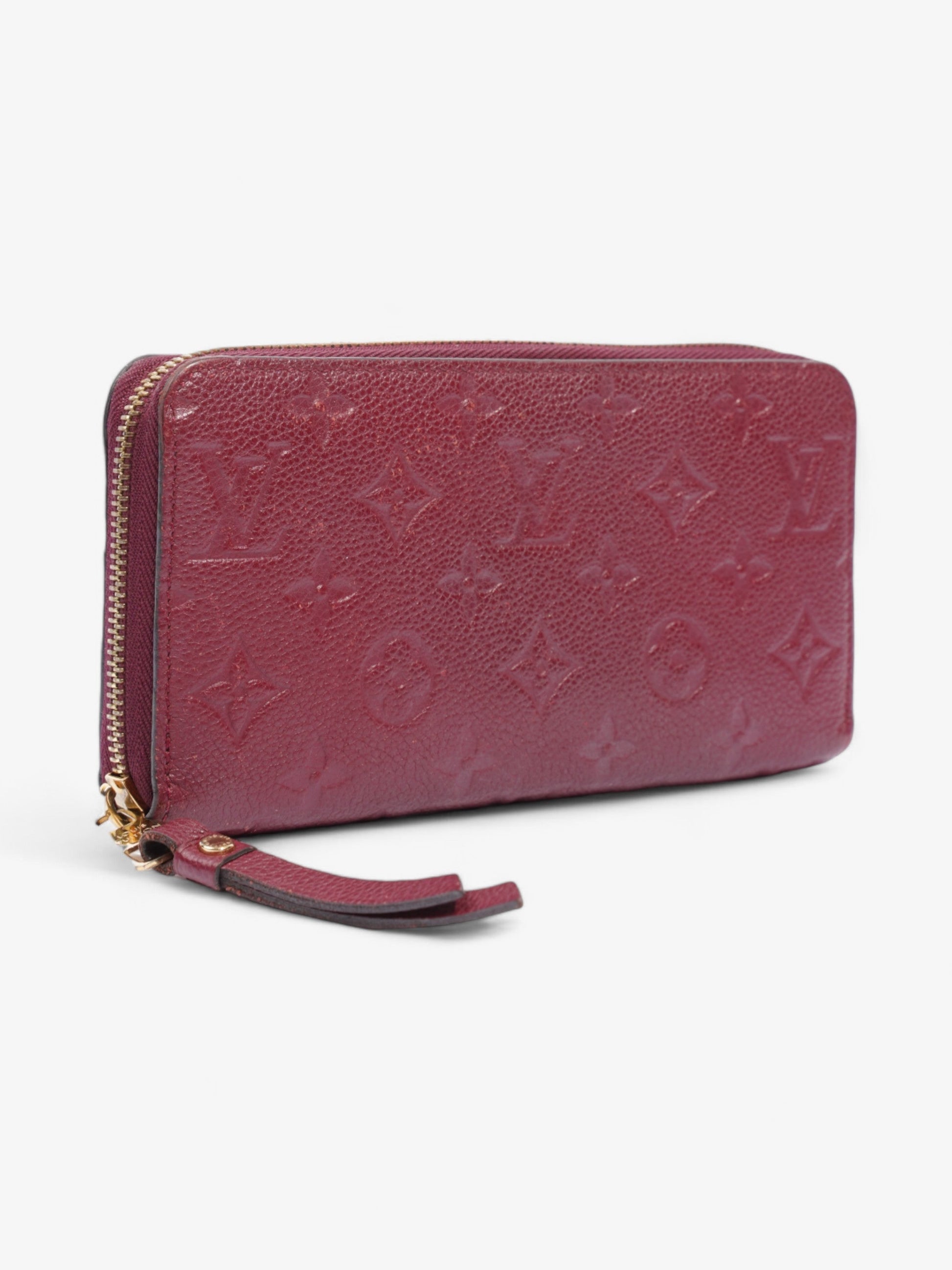 Louis Vuitton Zippy Maroon Empreinte Leather Wallet Case