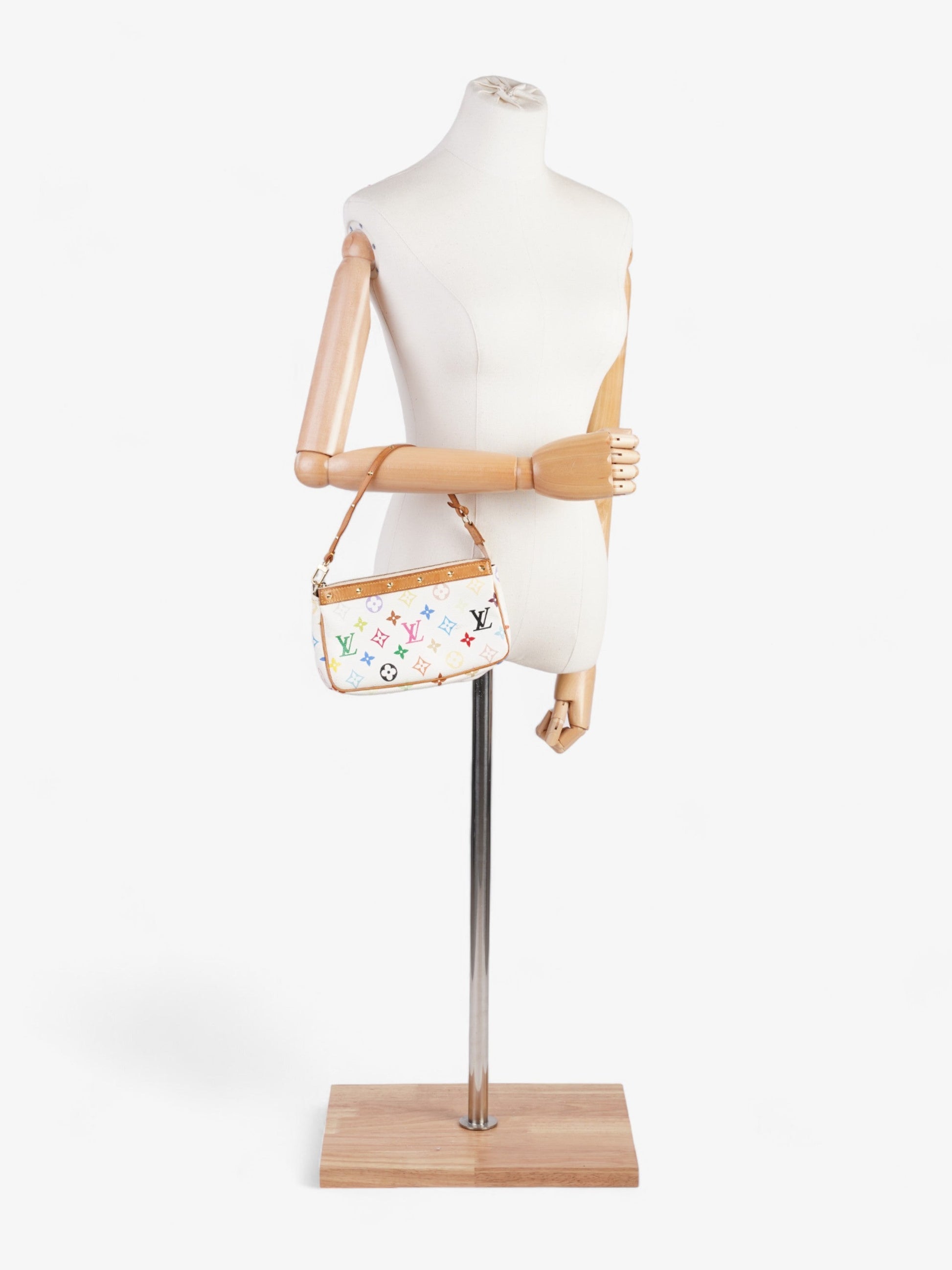 Louis Vuitton Pochette Accessoires Multicoloured Coated Monogram Canvas Coated Canvas White Apparel