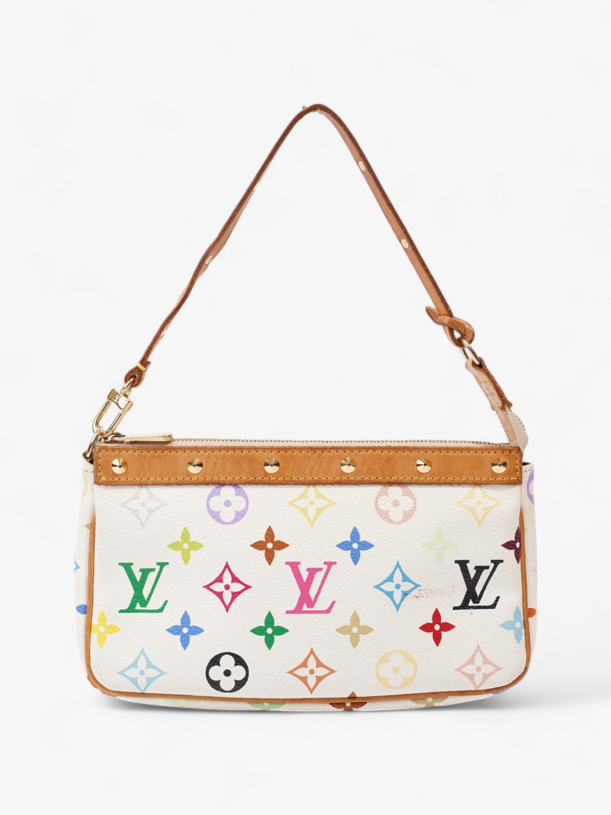 Louis Vuitton Pochette Accessoires Multicoloured Coated Monogram Canvas Coated Canvas White Apparel