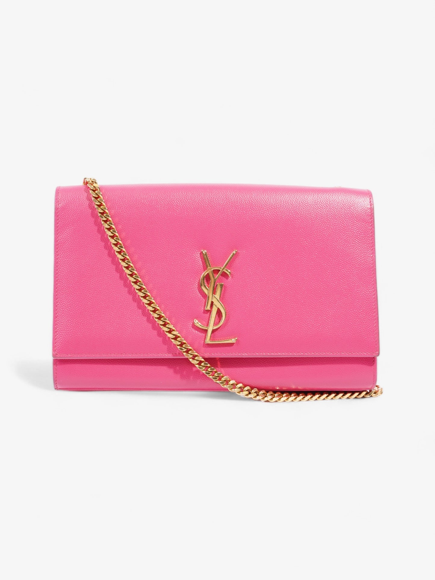 YSL Saint Laurent Kate Neon Grained Crossbody Bag Leather Pink