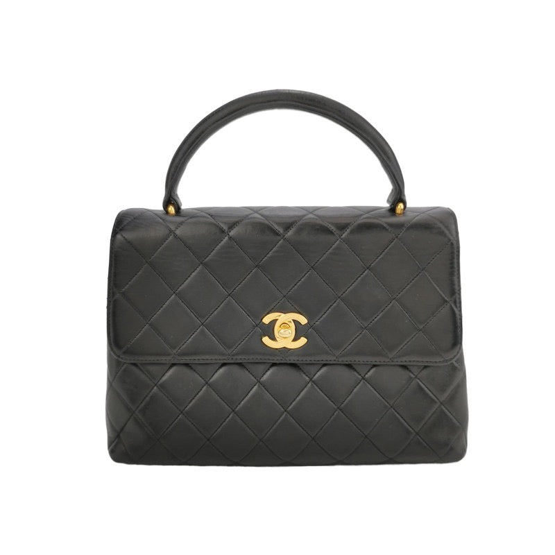Chanel Top Handle Kelly Coco Handle Flap Black Gold Leather Shoulder Bag