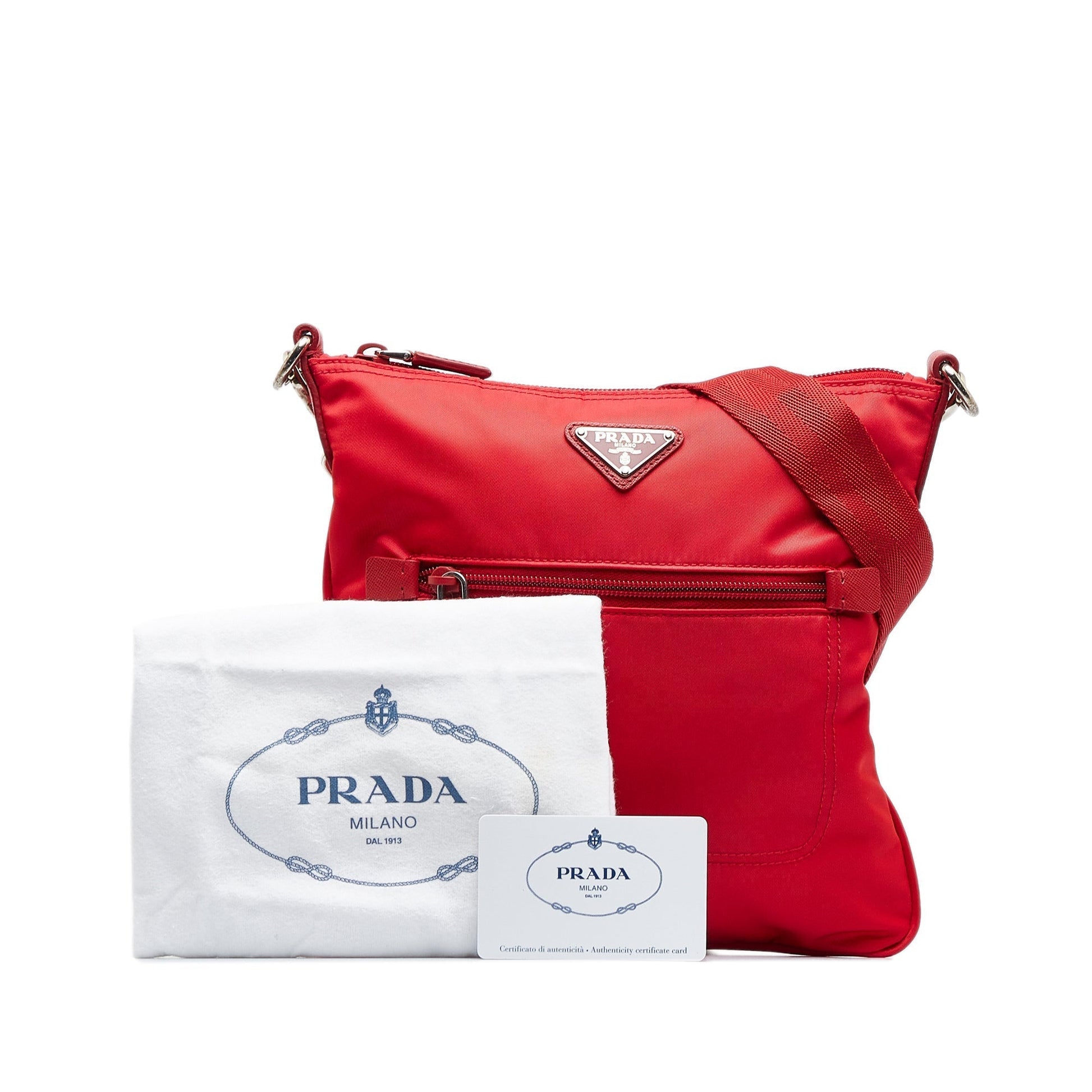 Prada Tessuto Luxury Handbag Canvas Nylon Red Crossbody Bag