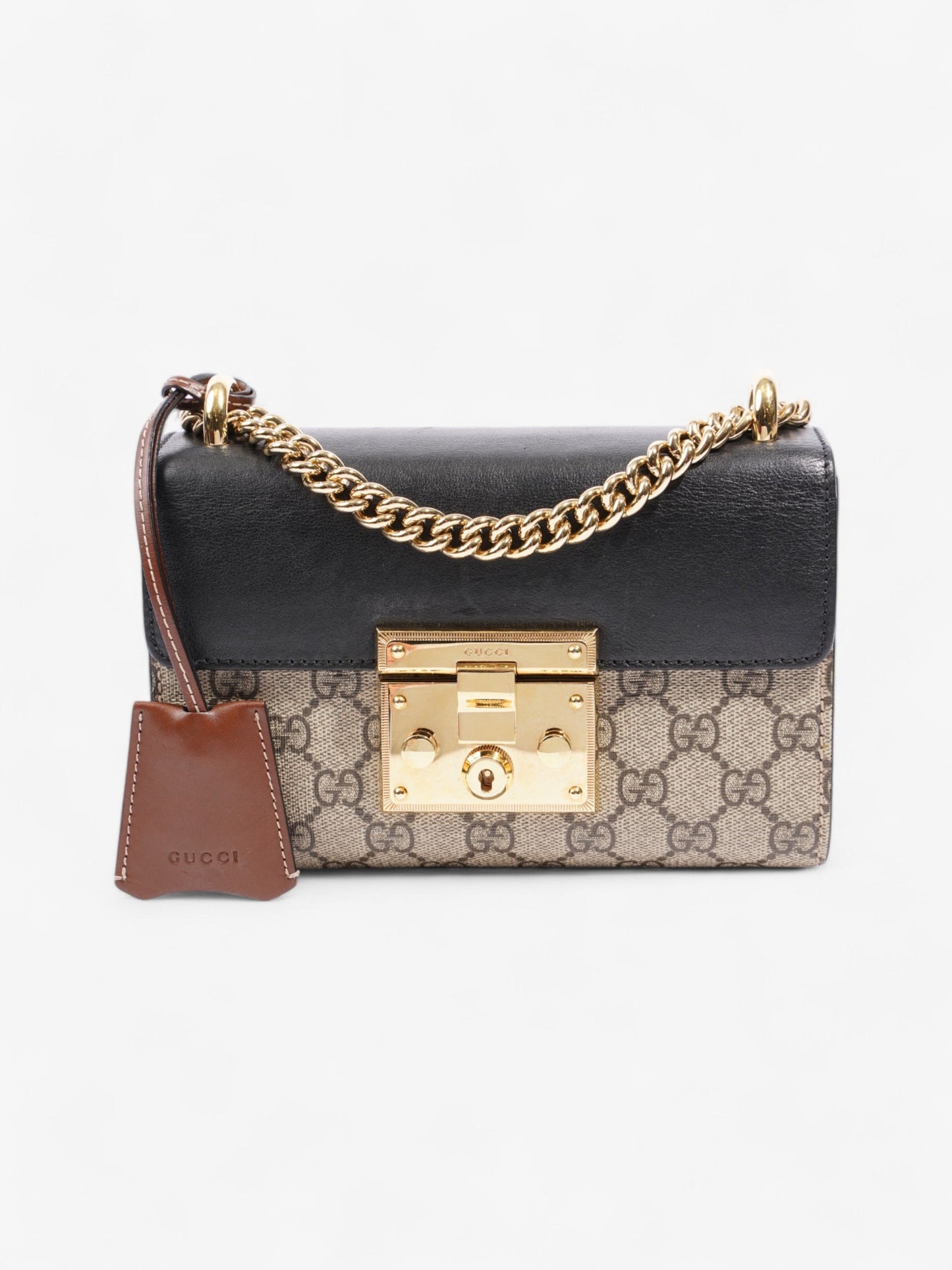 Gucci Padlock Shoulder Bag Supreme Leather Black