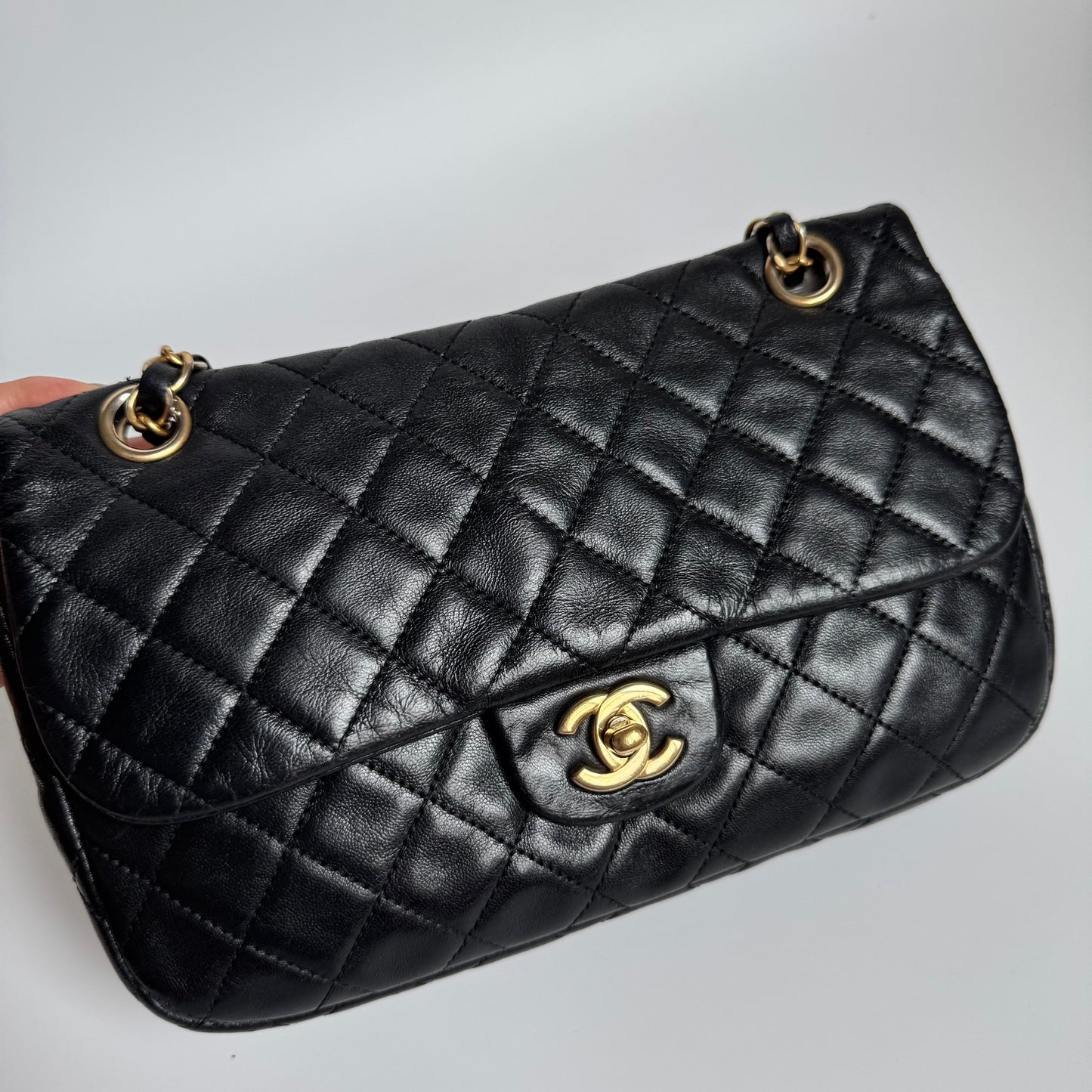 Chanel Classic Flap Lambskin Valentine Marine Charms Black Leather Key Chain Charms 2