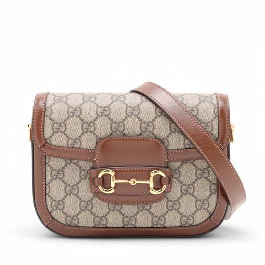 Gucci Brown GG Supreme Horsebit 1955 Small Shoulder Bag [Clearance Sale]
