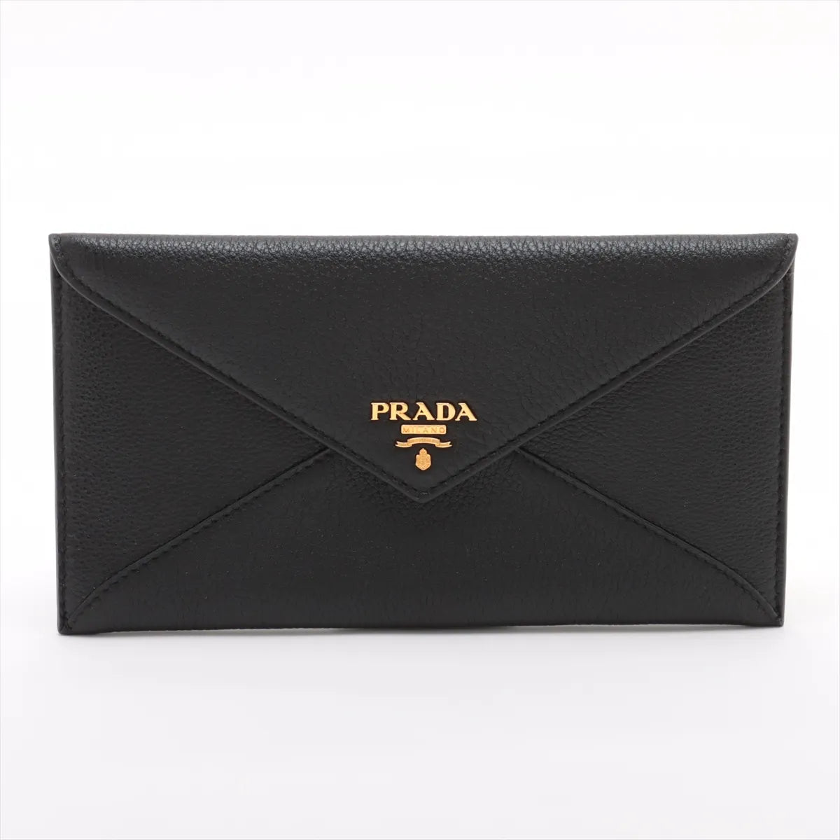Prada Handbag Nero Grained Envelope Wallet Leather Vitello