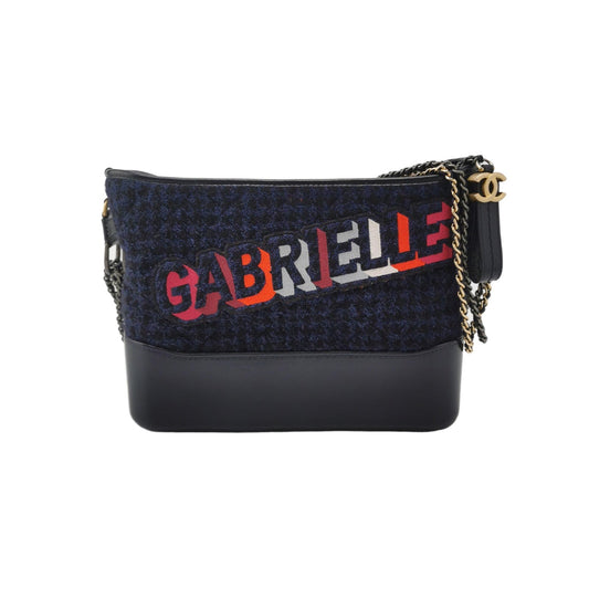 Chanel Gabrielle Logo Hobo Tweed Calfskin Shoulder Bag