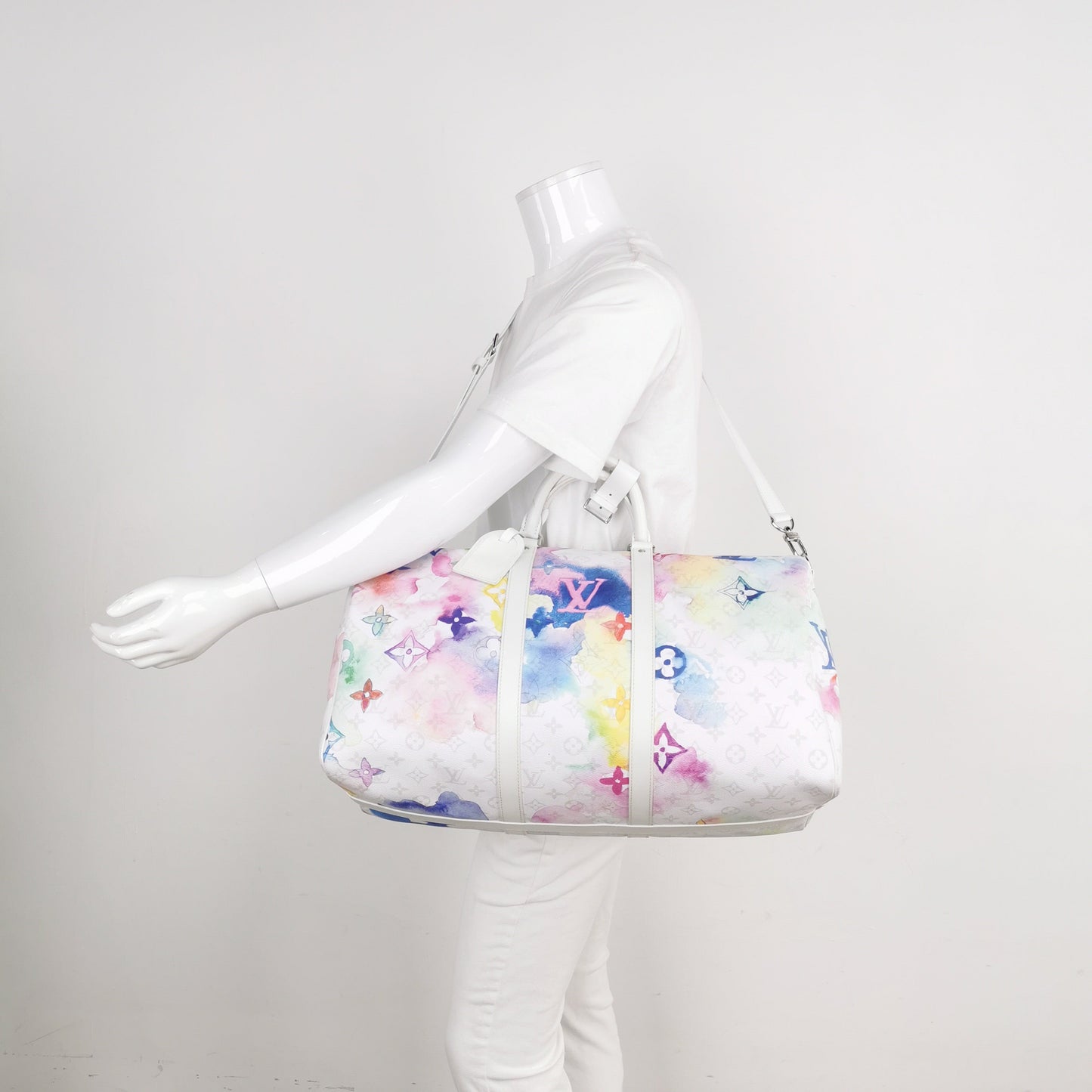Louis Vuitton Keepall 50 Watercolor White Travel Bag