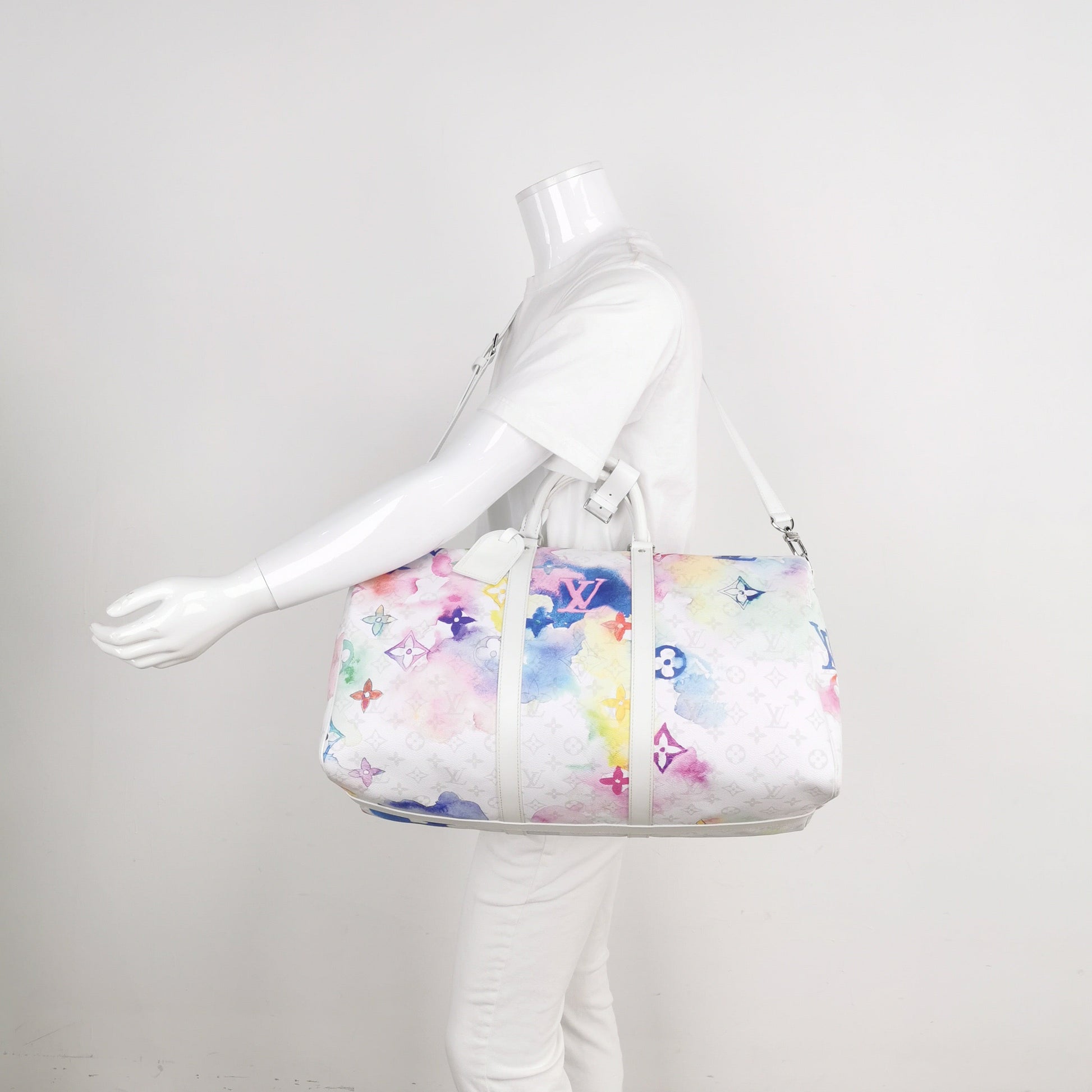 Louis Vuitton Keepall 50 Watercolor White Travel Bag