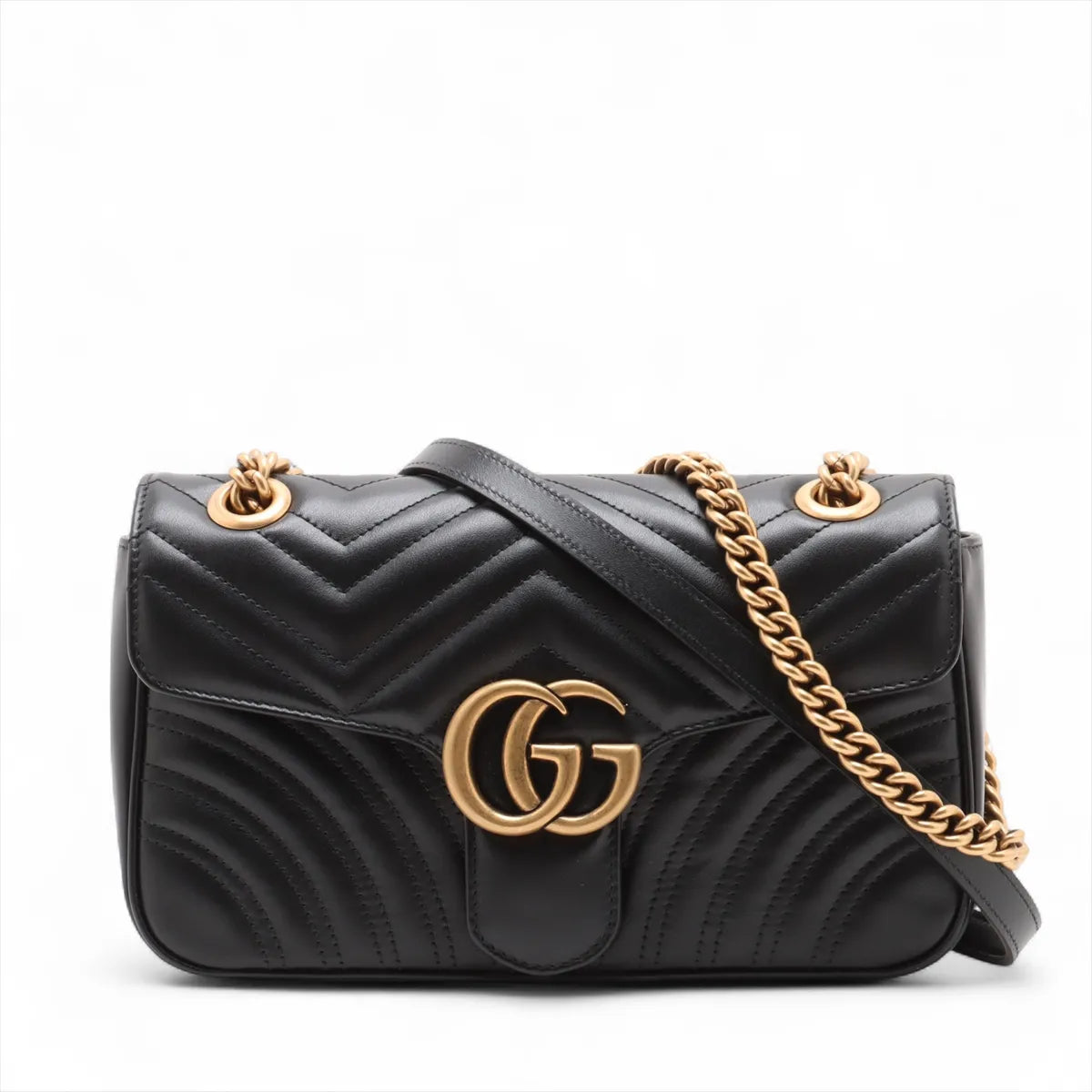 Gucci Black Leather GG Marmont Medium Shoulder Bag [Clearance Sale]