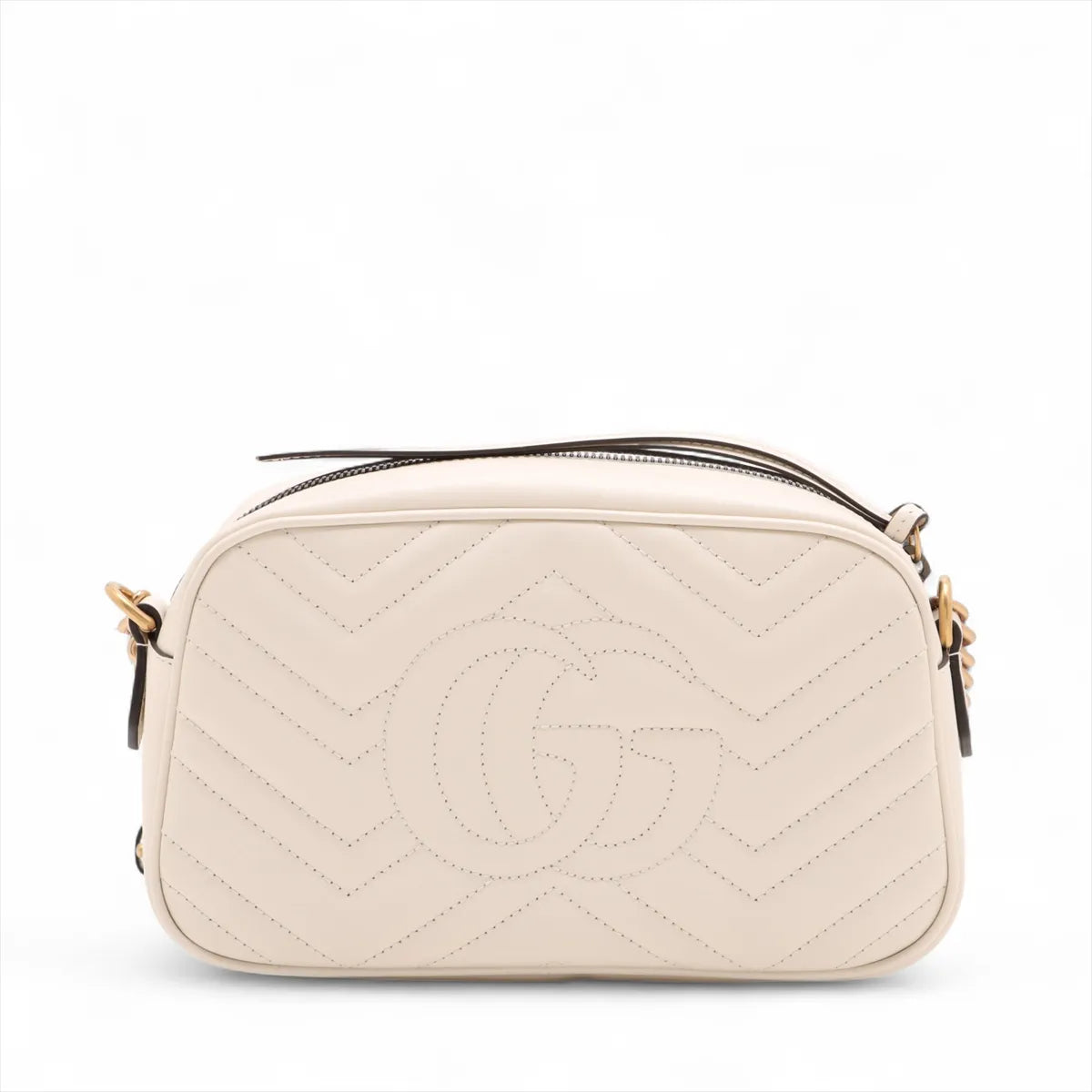 Gucci White Leather GG Marmont Small Shoulder Bag [Clearance Sale]