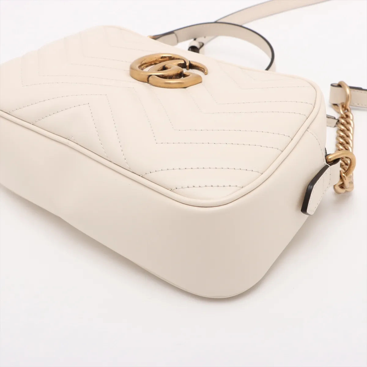 Gucci White Leather GG Marmont Small Shoulder Bag [Clearance Sale]