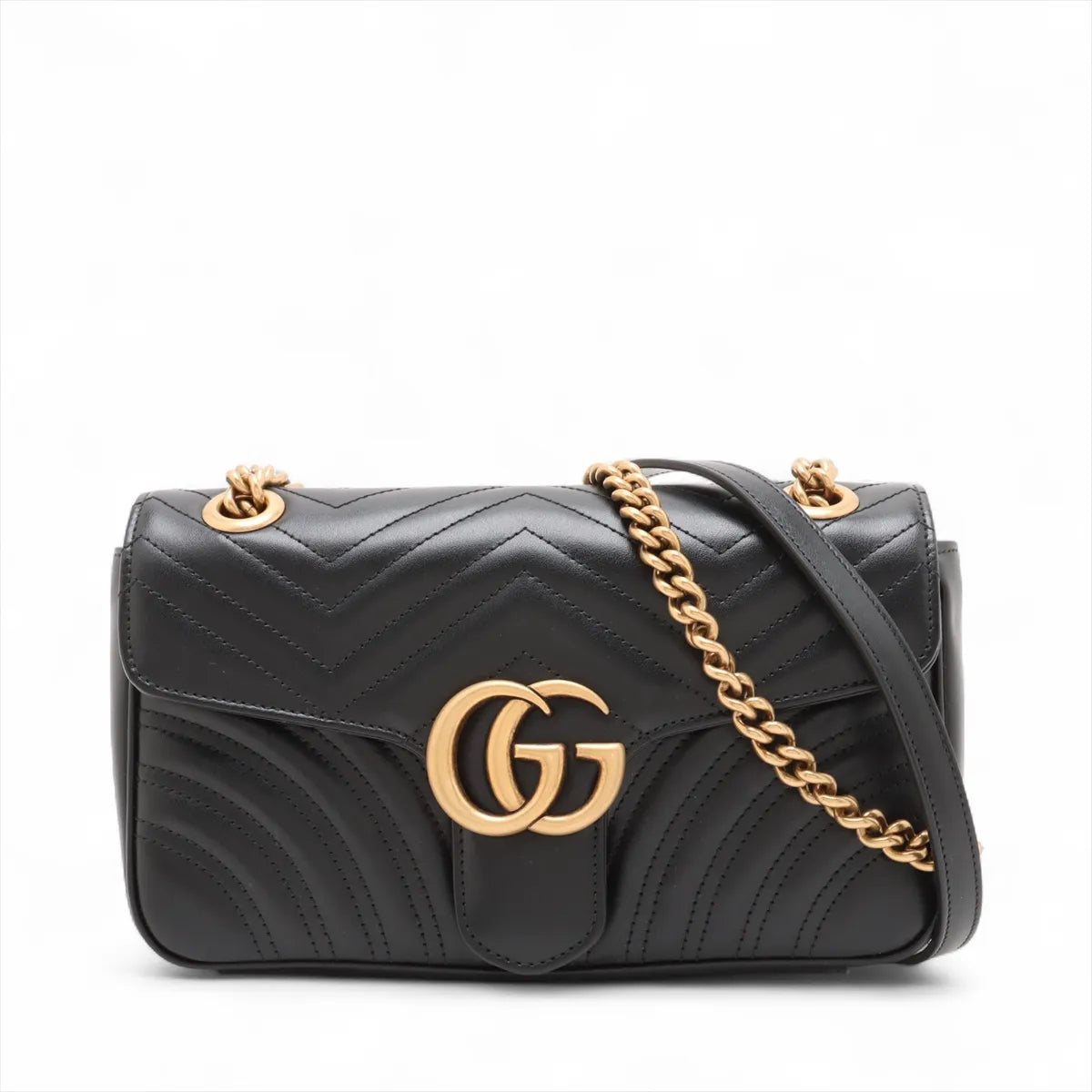 Gucci Black Leather GG Marmont Medium Shoulder Bag [Clearance Sale]