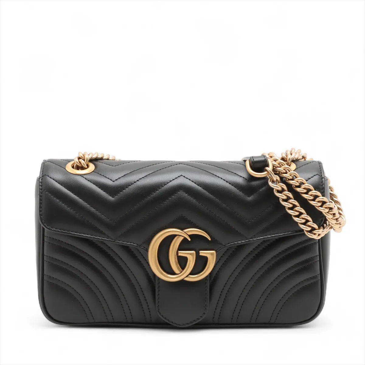 Gucci Black Leather GG Marmont Medium Shoulder Bag [Clearance Sale]