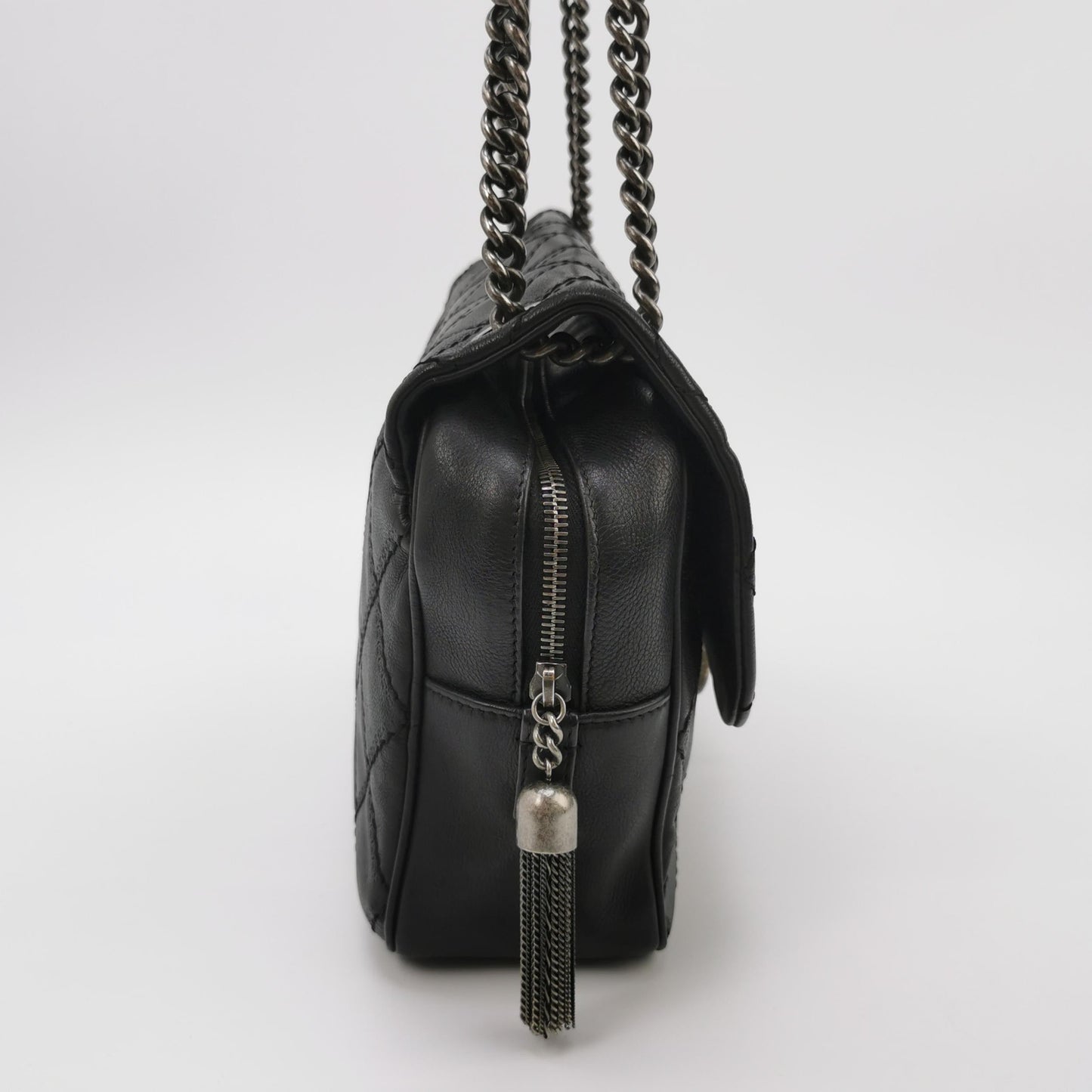 Chanel Paris-Edinburgh Flap Calfskin Black Leather Shoulder Bag