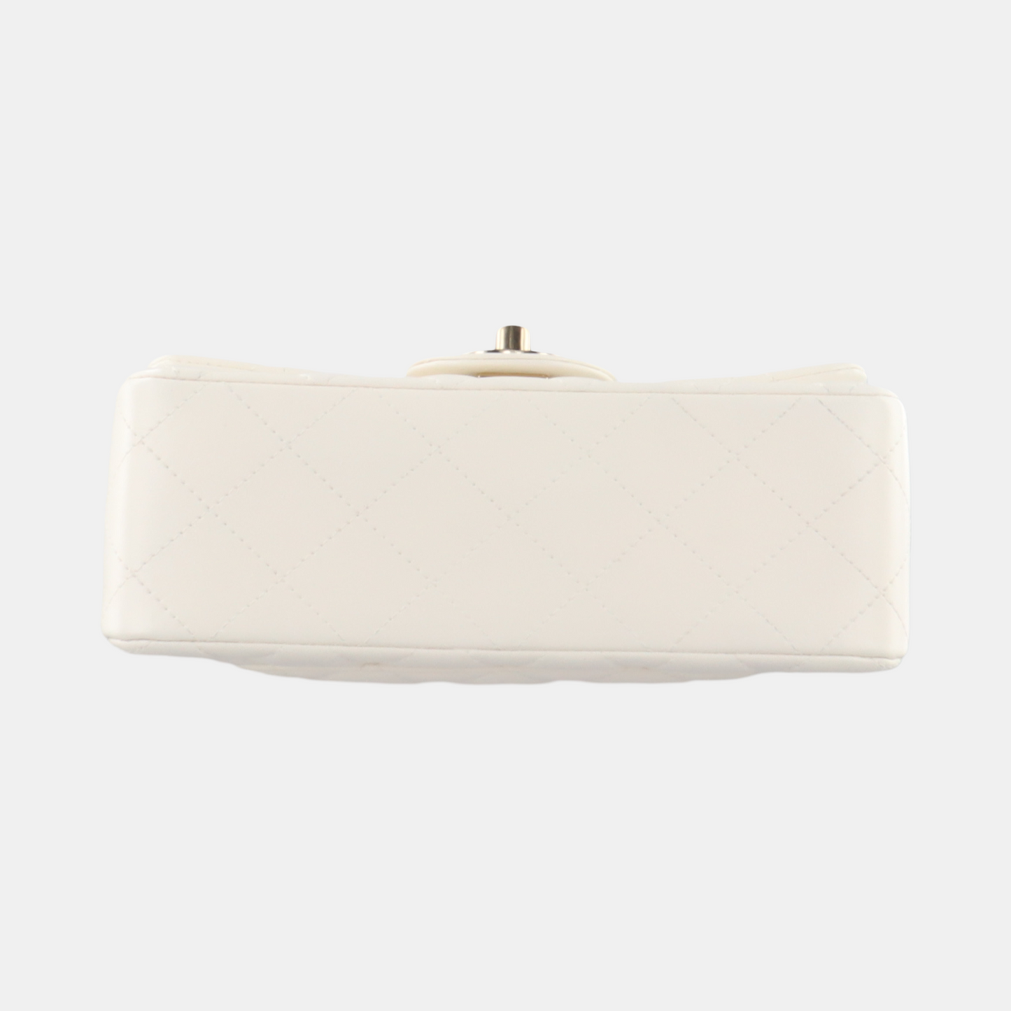 Chanel Classic Flap Rectangular Lambskin Hardware White Silver Mini Bag