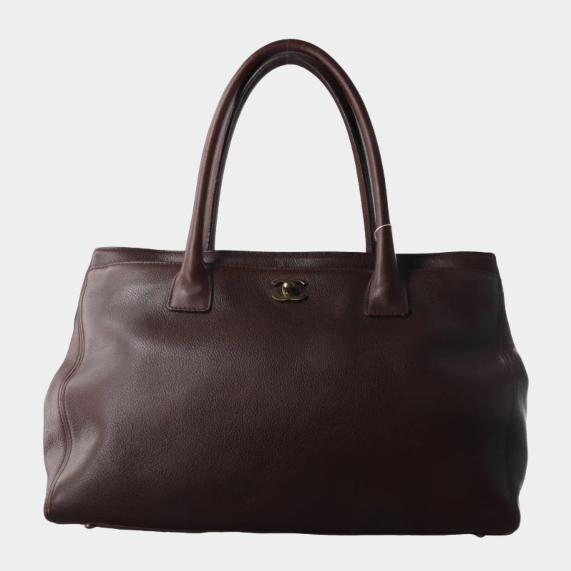 Chanel Cerf Executive Caviar Brown Leather Handbag