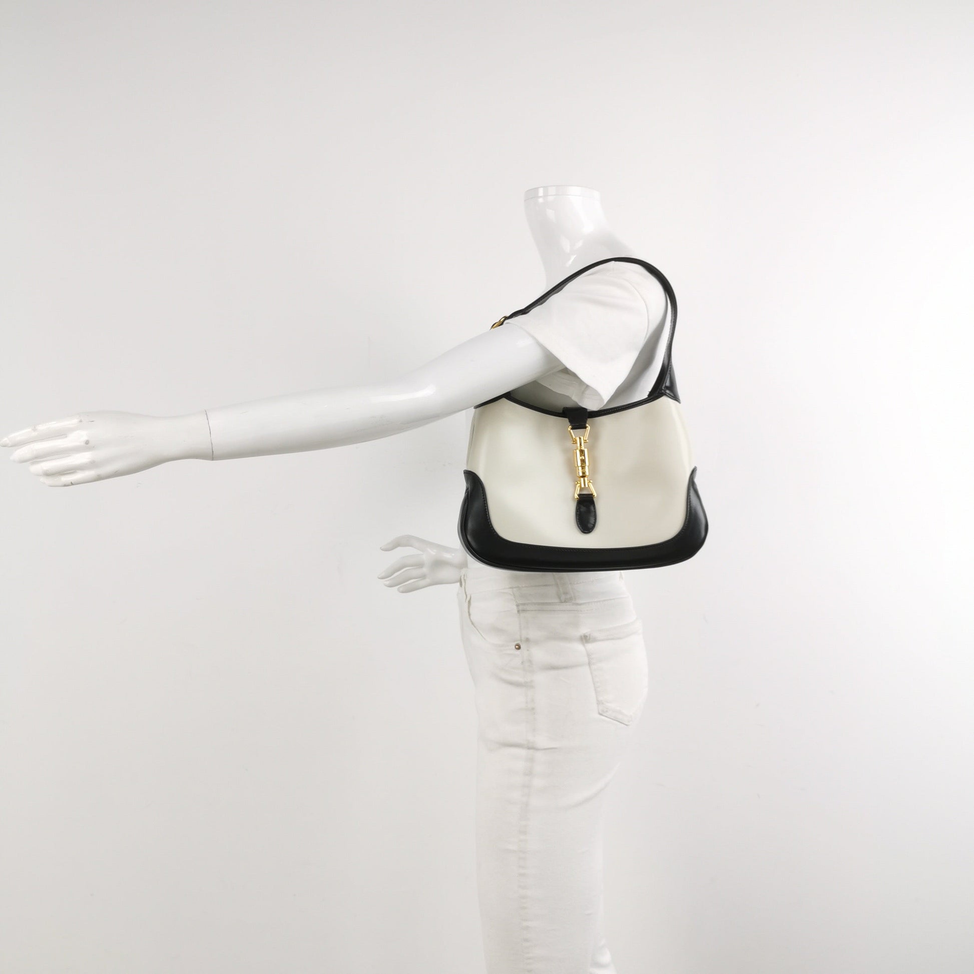 Gucci Jackie Leather Black White Small Travel Bag