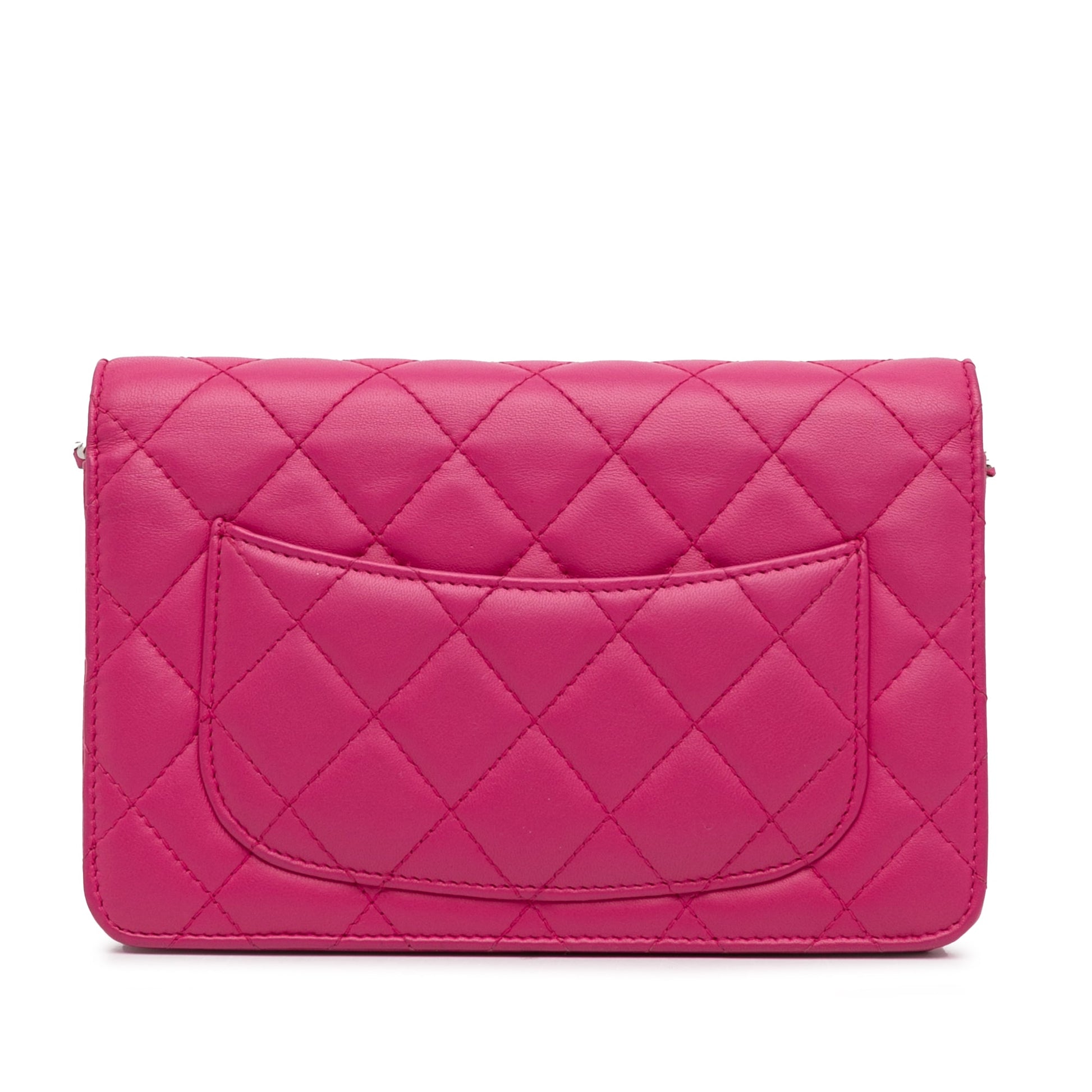 Pink Chanel Classic Lambskin Wallet on Chain Crossbody Bag
