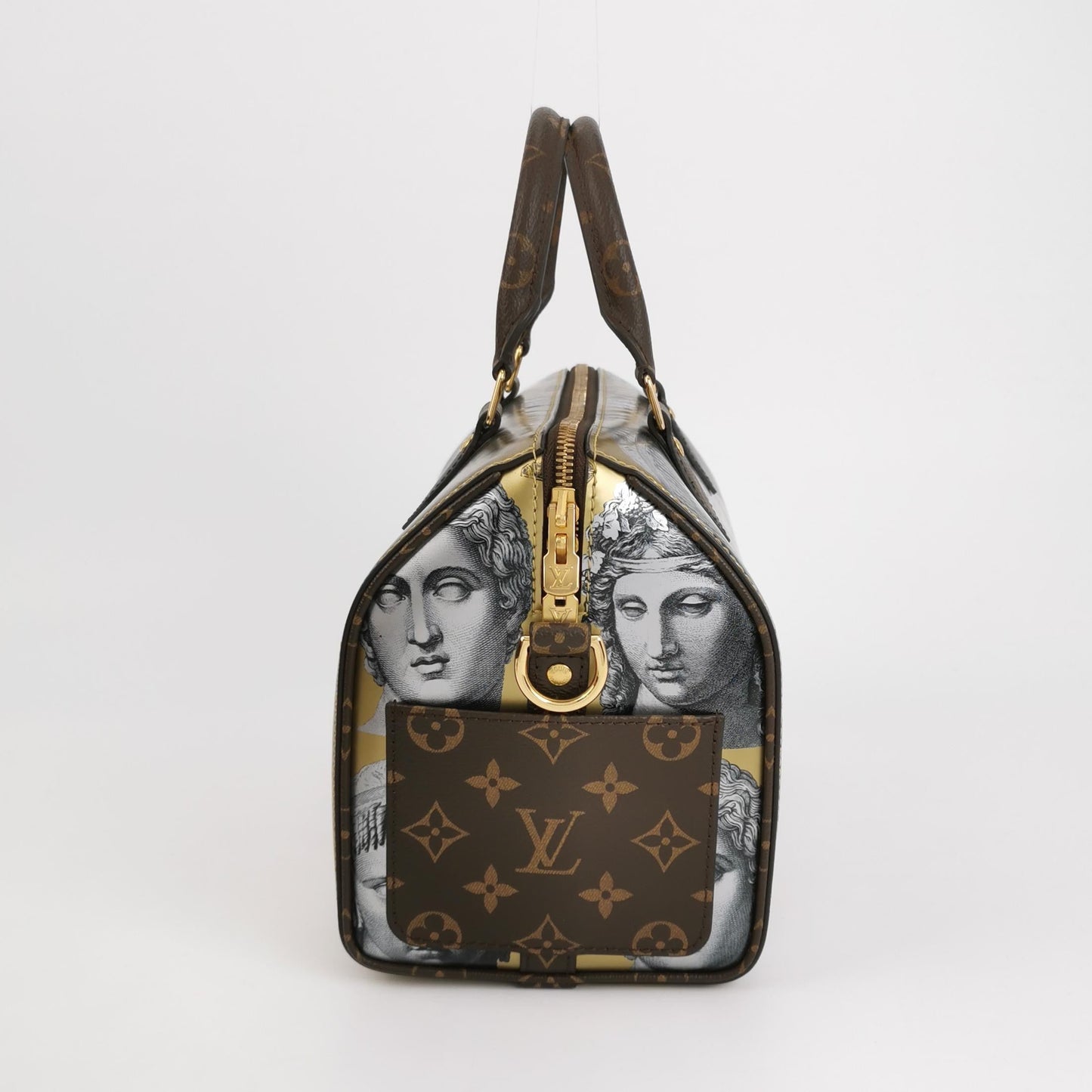 Louis Vuitton Speedy 25 Bandouliere Fornasetti M um Gold Handbag