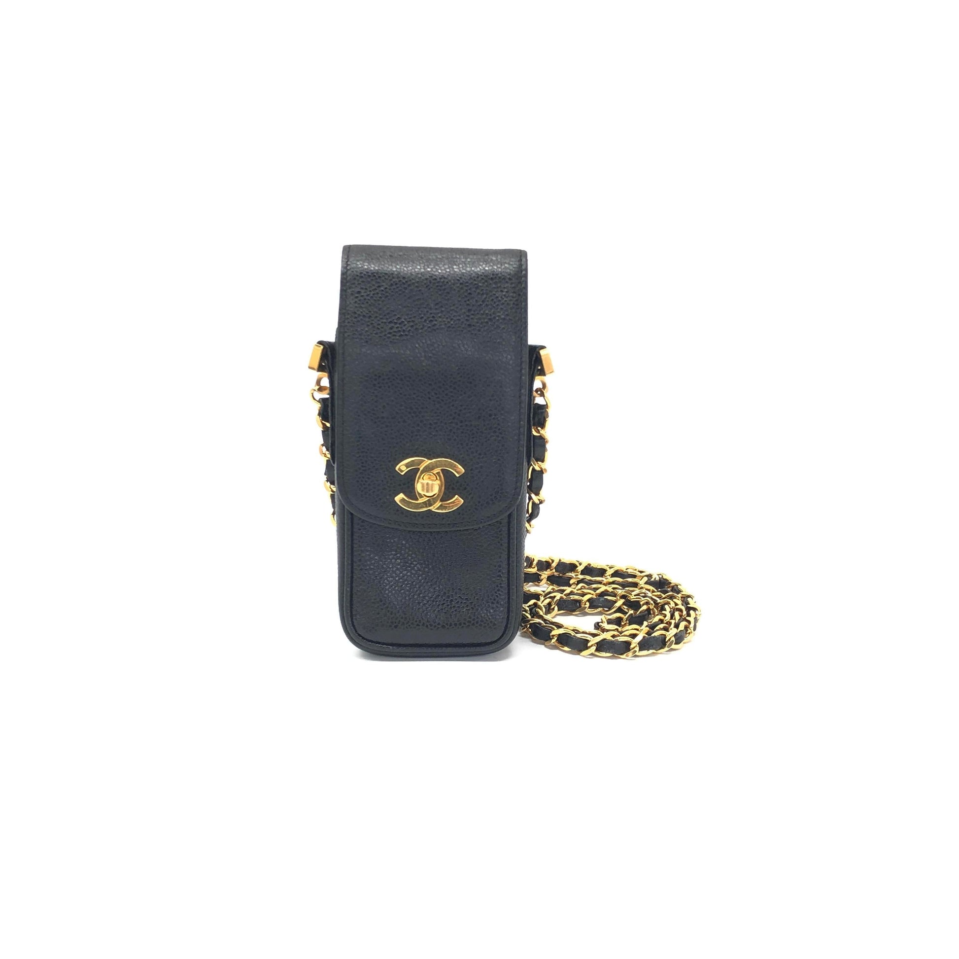 Chanel Caviar CC Phone Matelasse Black Crossbody Bag