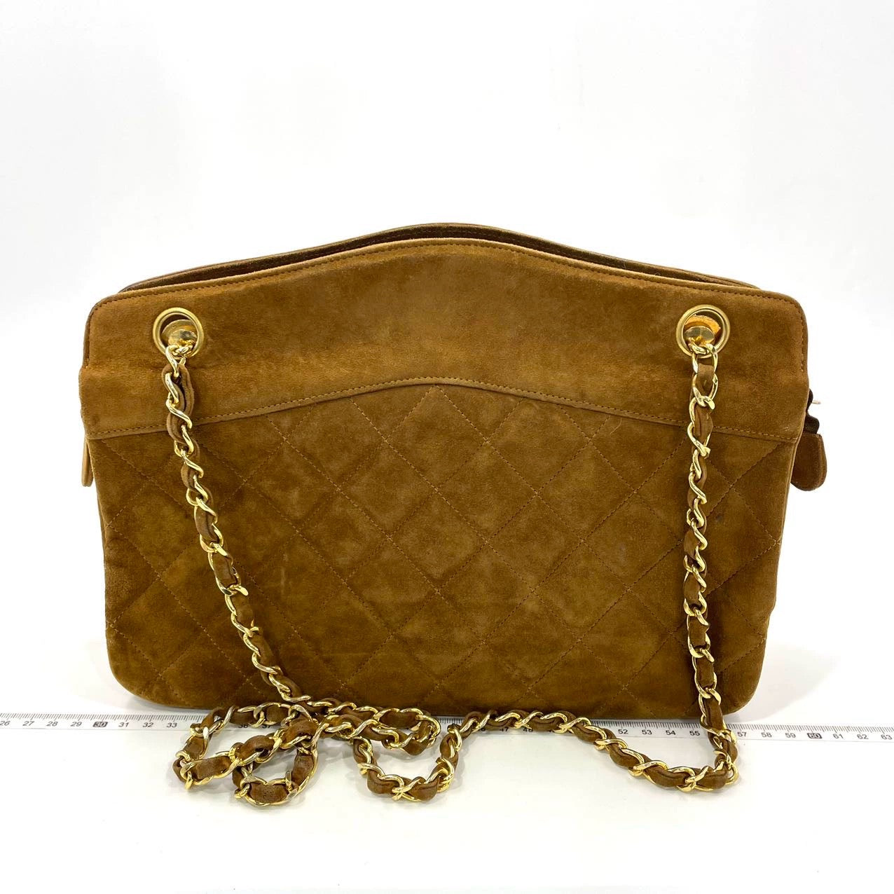 Chanel Matelasse Tan Suede Double Coco Charm Brown Gold Key Chain