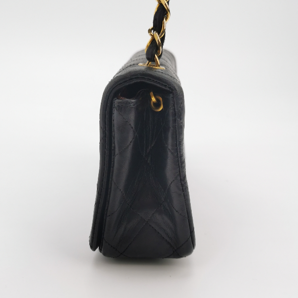 Chanel Classic Flap - Lambskin 24k Hardware Black Gold Leather Mini Bag