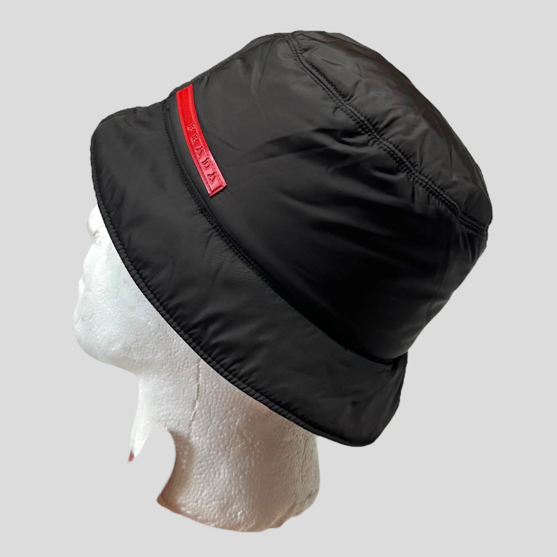 Prada Bag Sport Padded Tab Hat - M L Nylon Red Bucket Bucket Bag