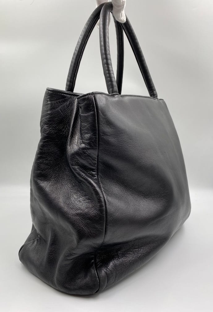 Prada Tote Leather Black Tote Bag