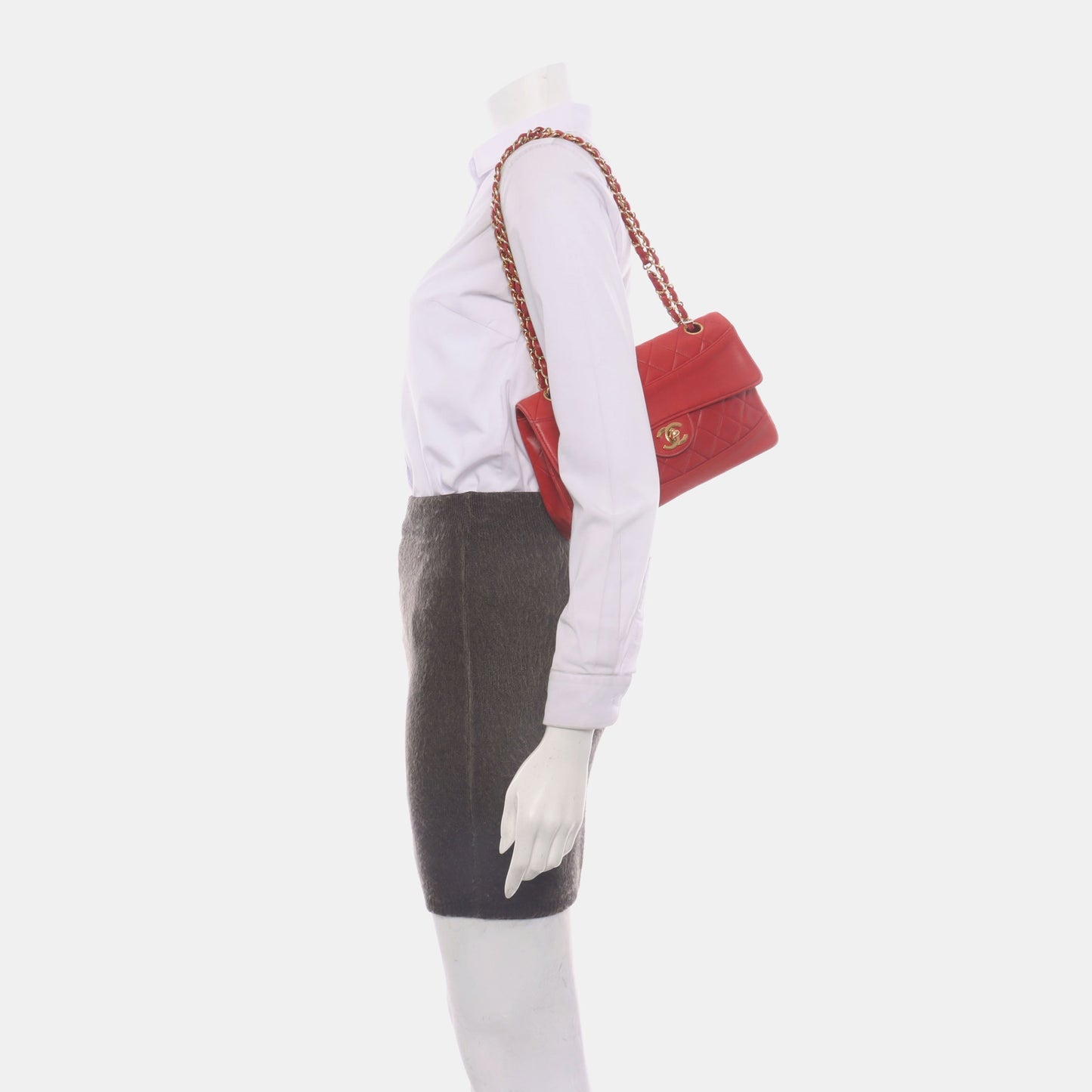 Chanel Classic Flap Lambskin 24k Hardware Red Gold Leather Handbag Hardware 1
