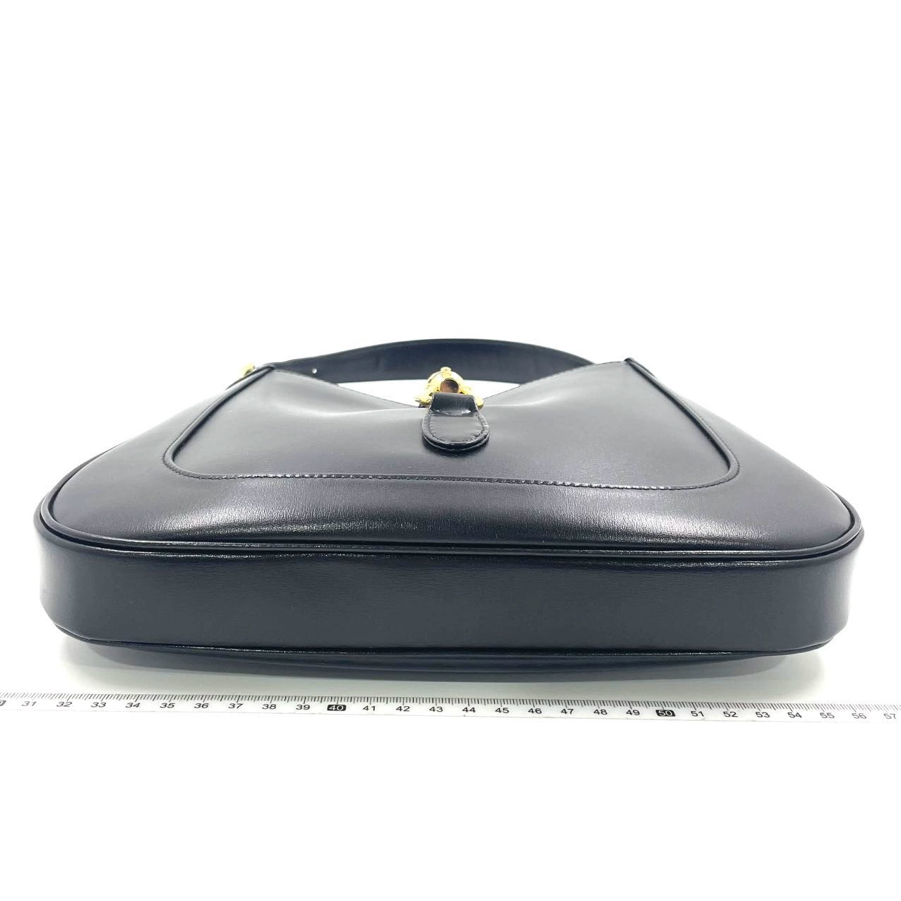 Gucci Jackie Piston Lock Strap Leather Black Small Travel Bag
