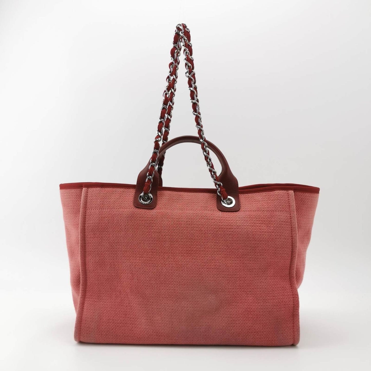 Chanel Deauville Denim Top Handle Red Tote Bag